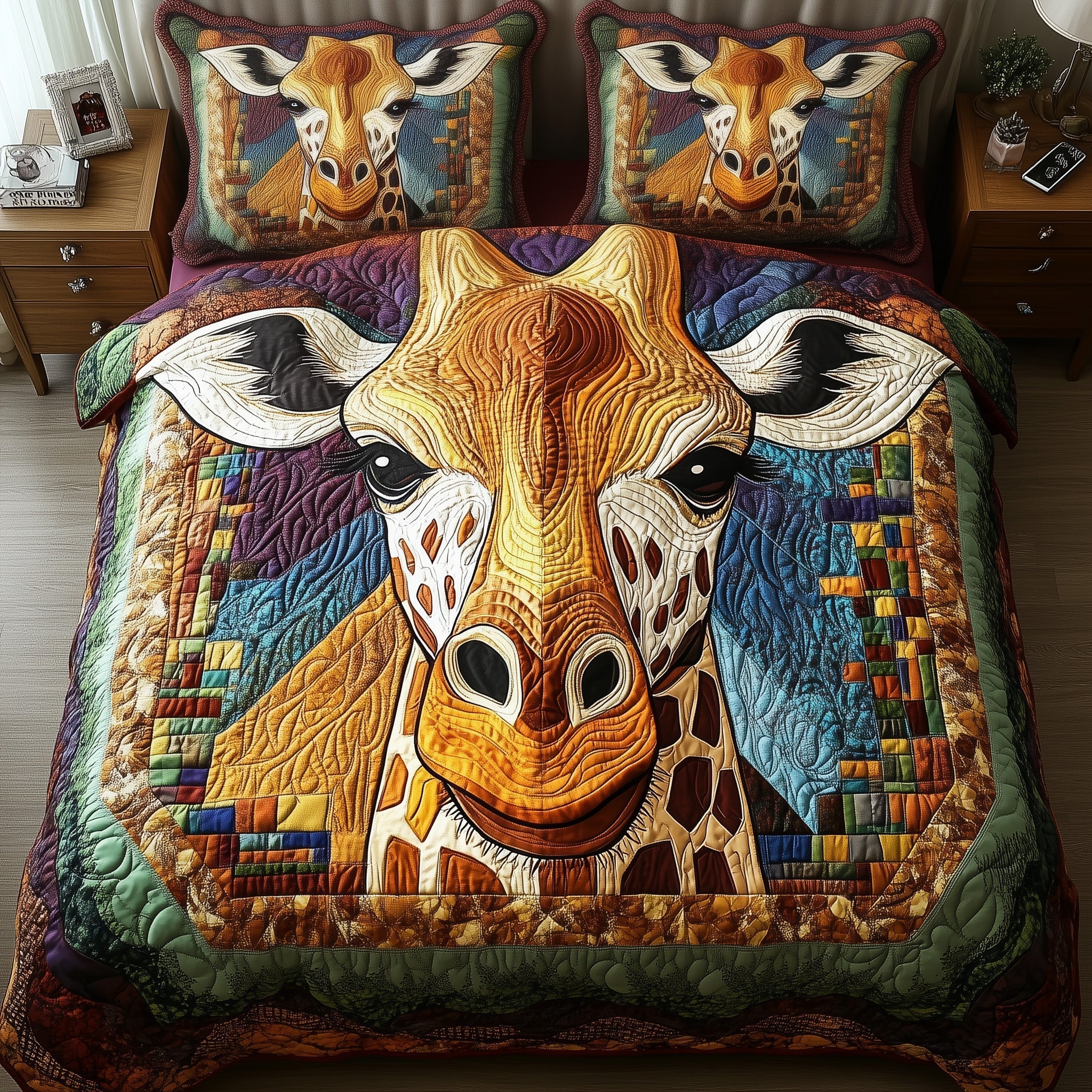 Giraffe Quilted Bedding Set Giraffe Home Inspiration Gift For Giraffe Fans - Tradiviet