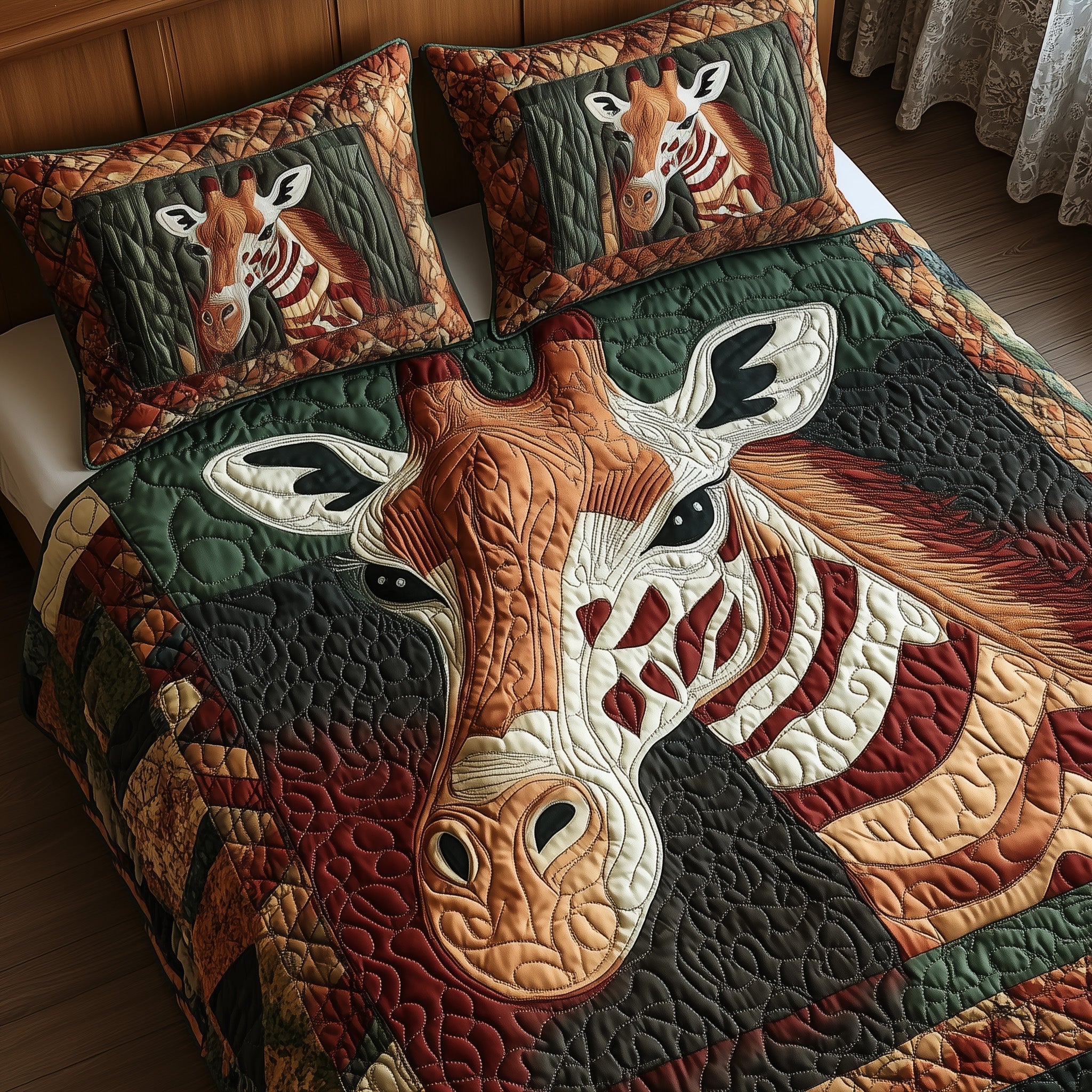 Giraffe Quilted Bedding Set Giraffe Home Pattern Gift For Giraffe Lovers - Tradiviet