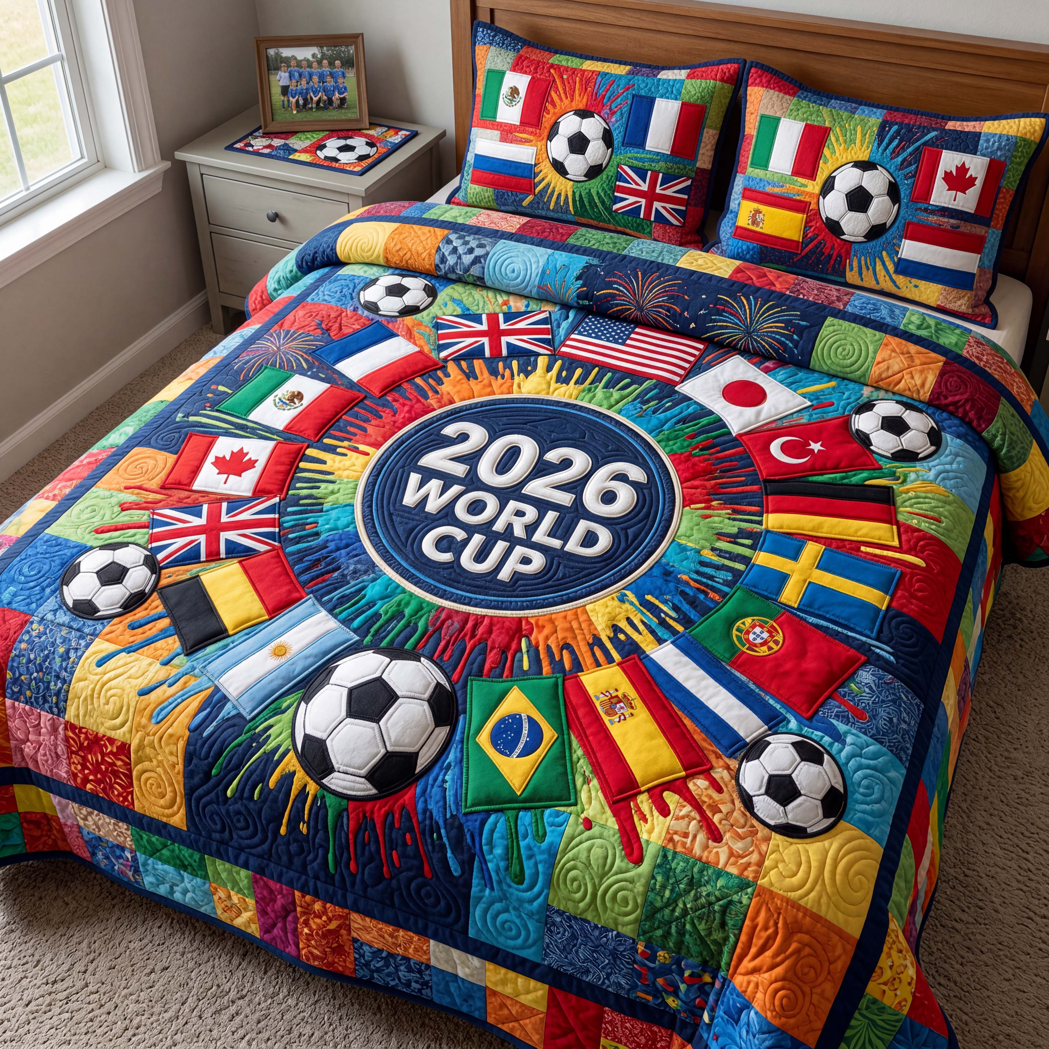 Global Kickoff Quilted Bedding Set Global Kickoff Elegant Gift For Global Kickoff - Tradiviet