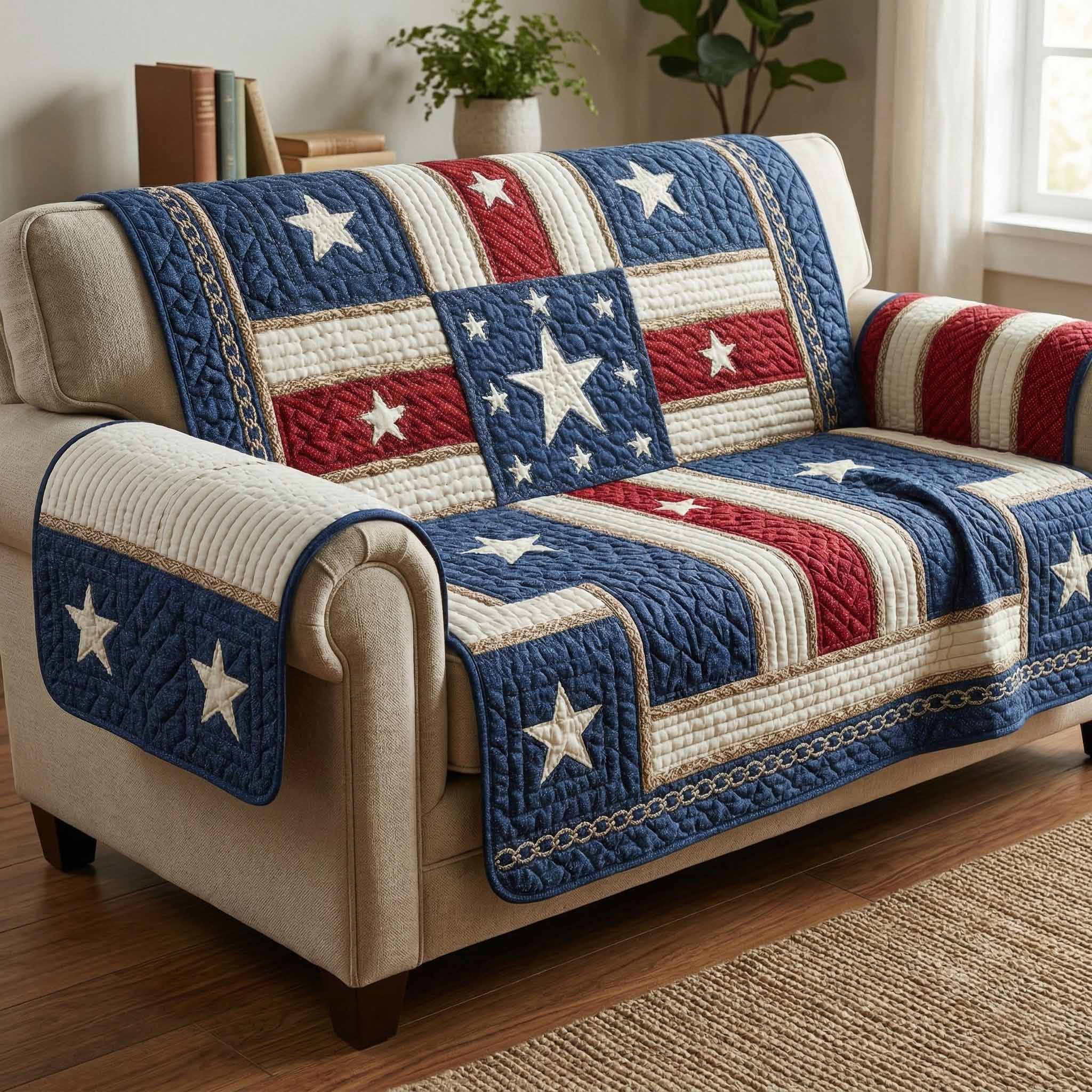 Glory Blocks Quilted Sofa Cover Seasonal Room Decor Top Home Decor Gifts - Tradiviet