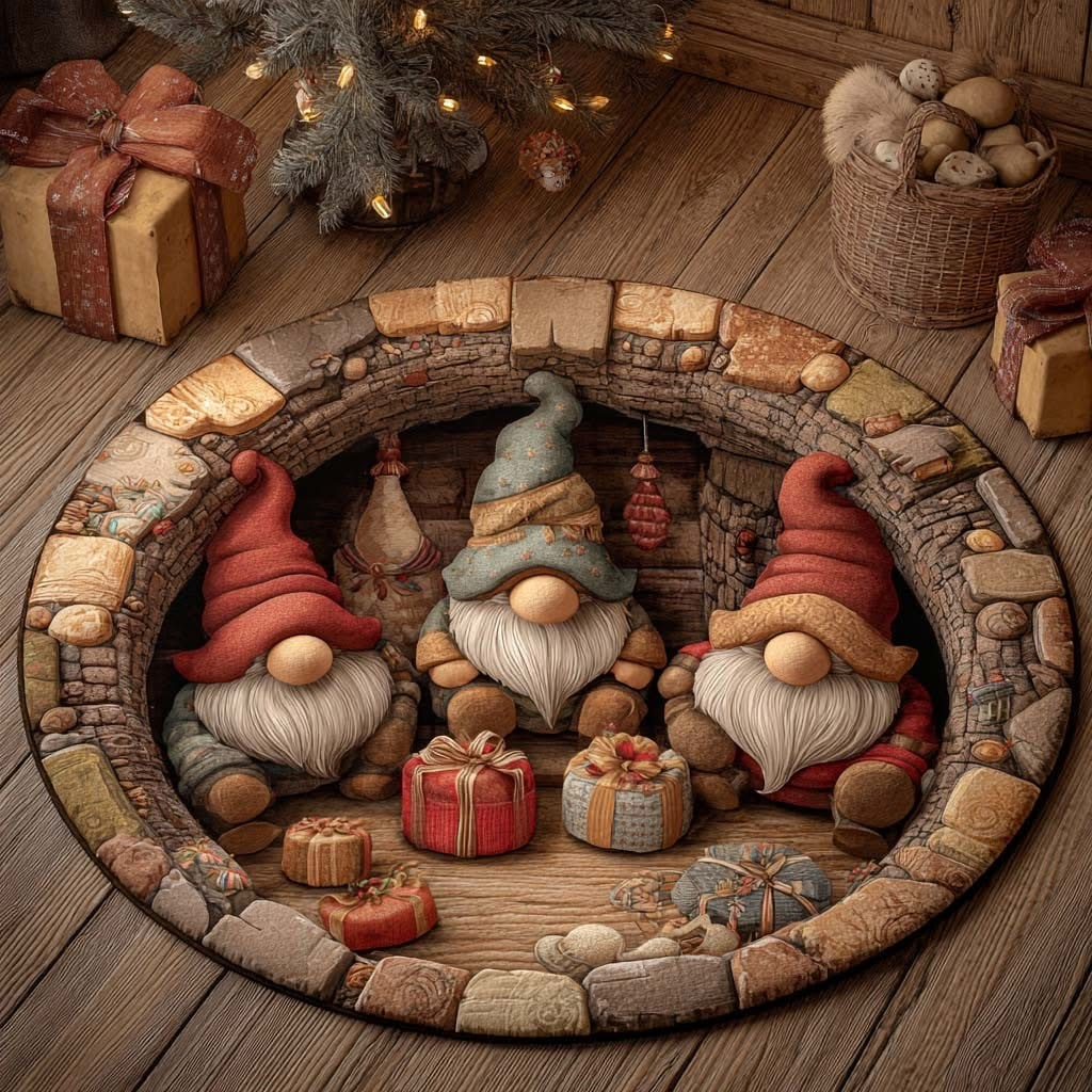 Gnome Nest Quilted Round Mat Holiday Home Decorations Gnome Gifts For Christmas - Tradiviet