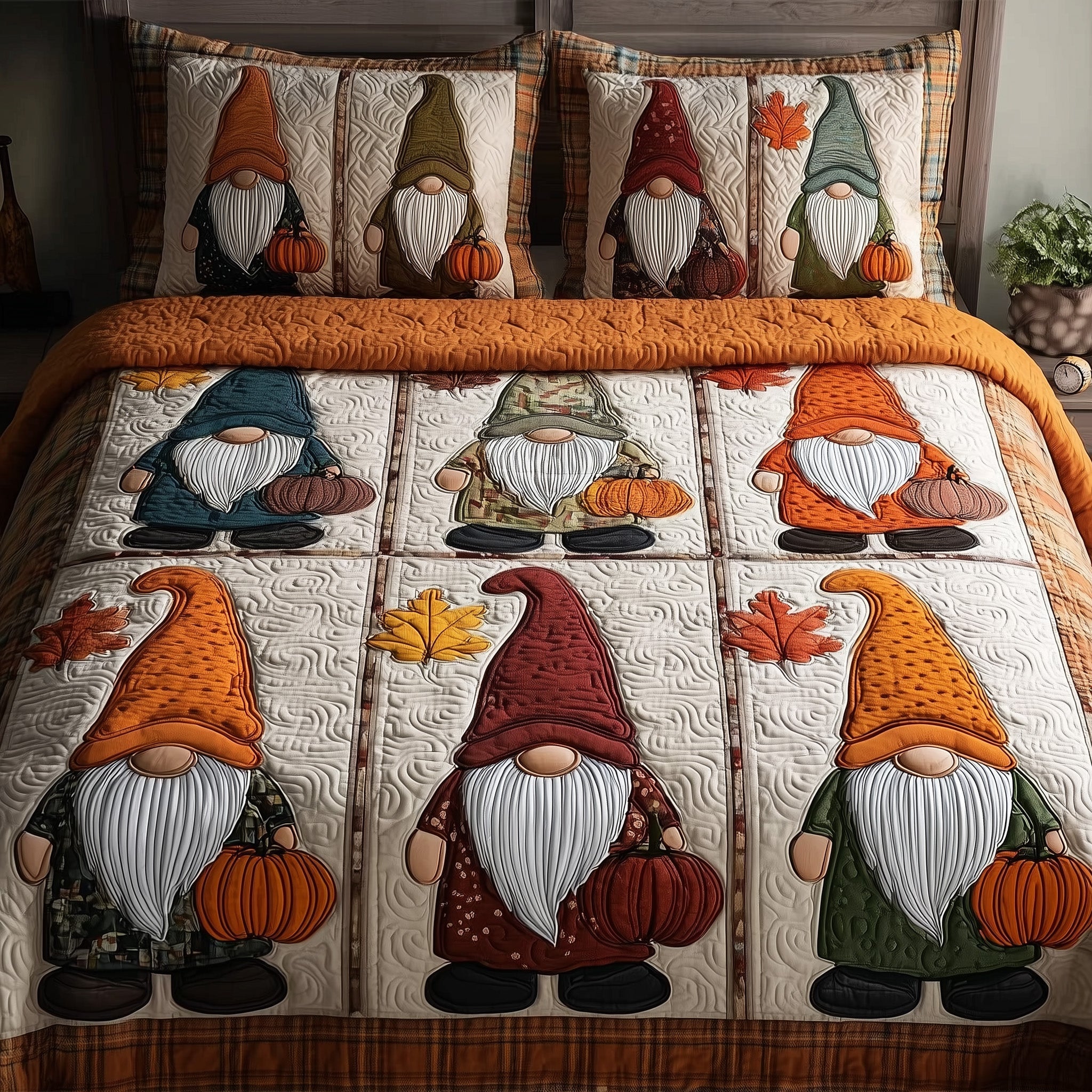 Gnome Quilted Bedding Set Gnome Home Radiance Gift For Gnome Dad - Tradiviet
