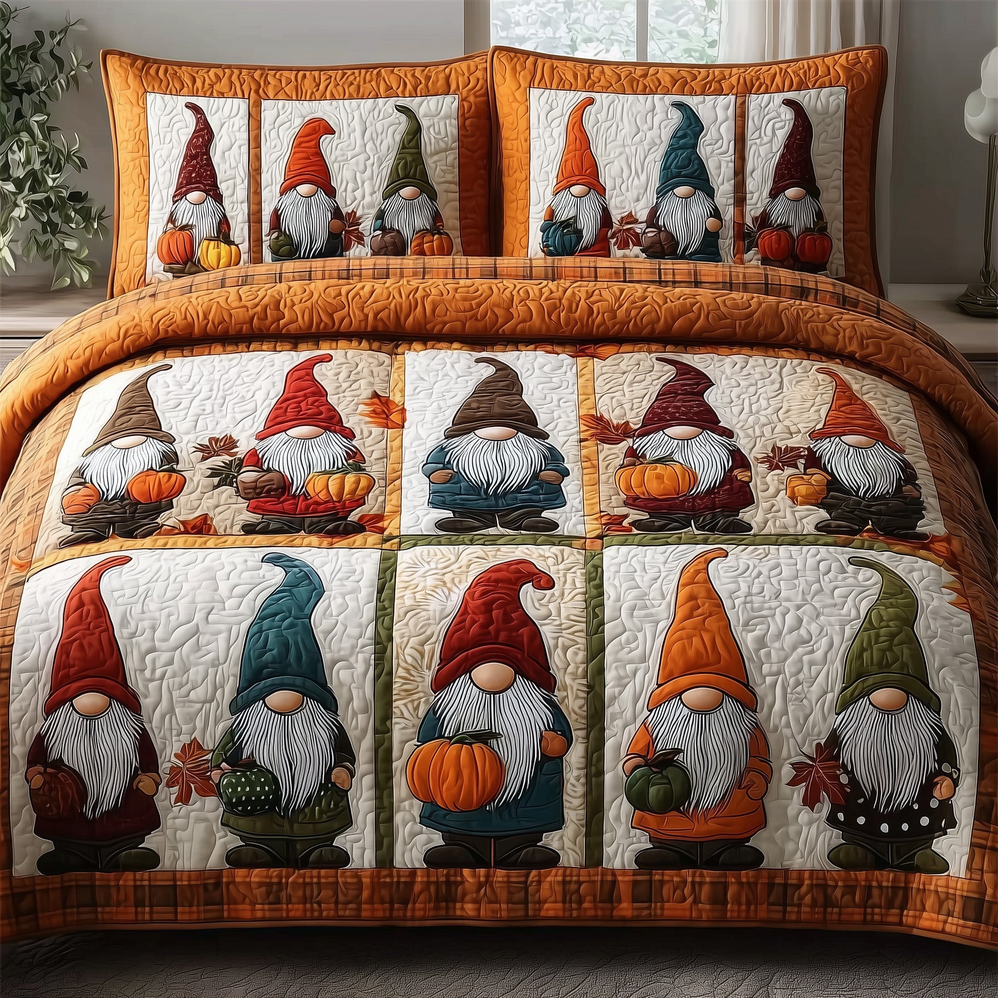 Gnome Quilted Bedding Set Gnome Home Treasure Gift For Gnome Mom - Tradiviet