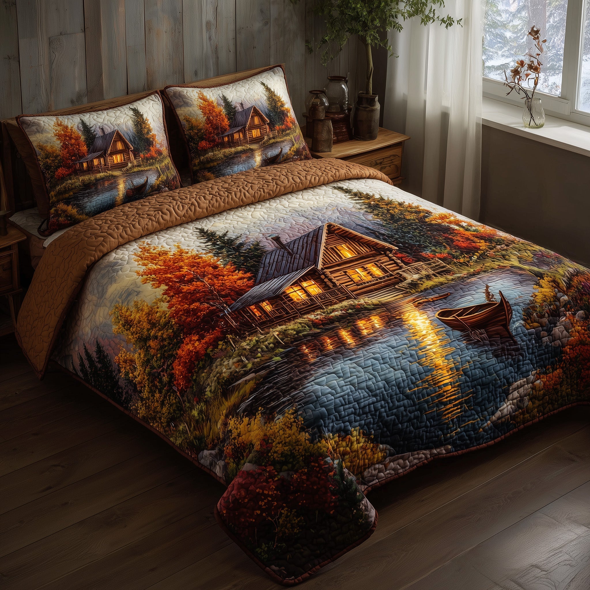 Golden Bloom Cabin Quilted Bedding Set Golden Bloom Peace Gift For Bloom - Tradiviet