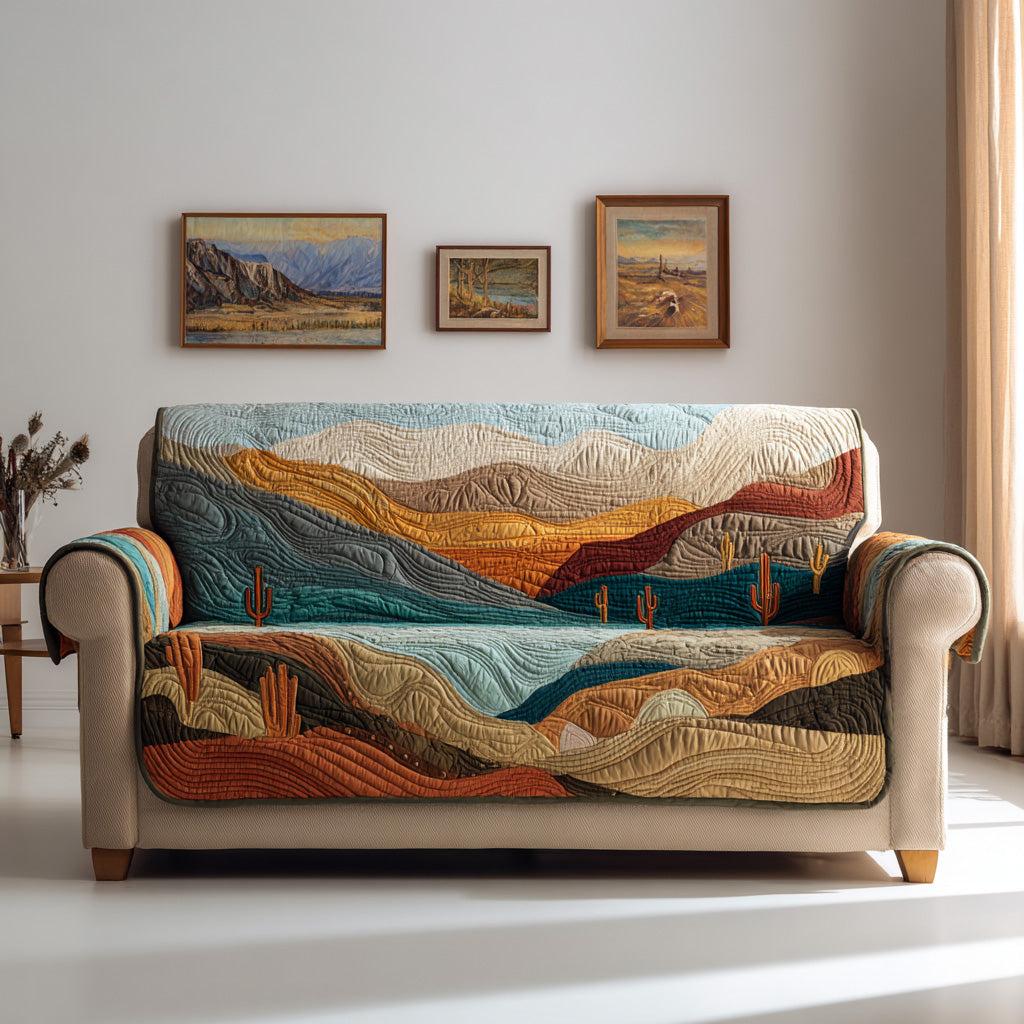 Golden Canyon Layers Quilted Sofa Cover Home Room Decor Home Gift For Her - Tradiviet