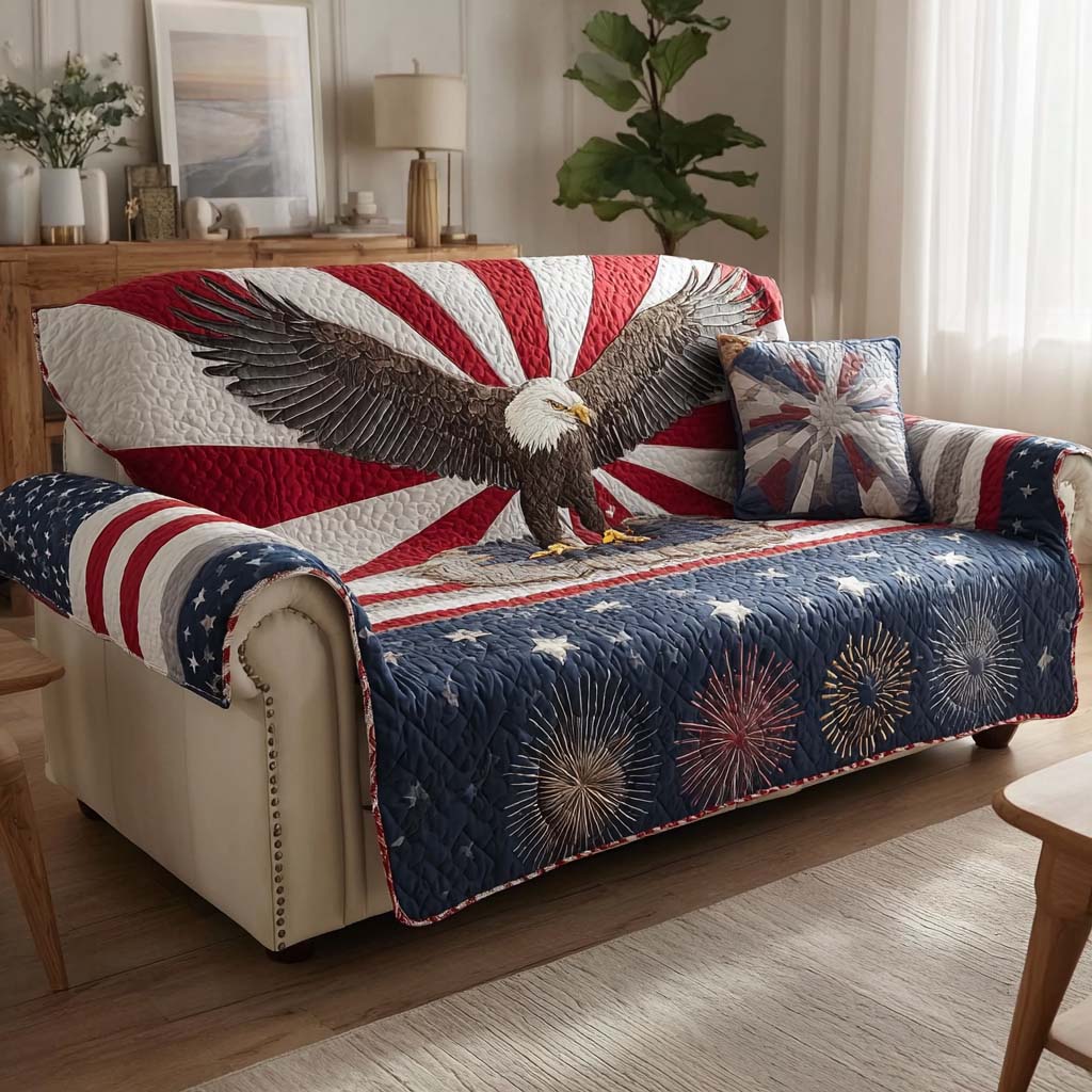 Golden Era Quilted Sofa Cover Boho Room Decor Gift For Cozy Spaces - Tradiviet