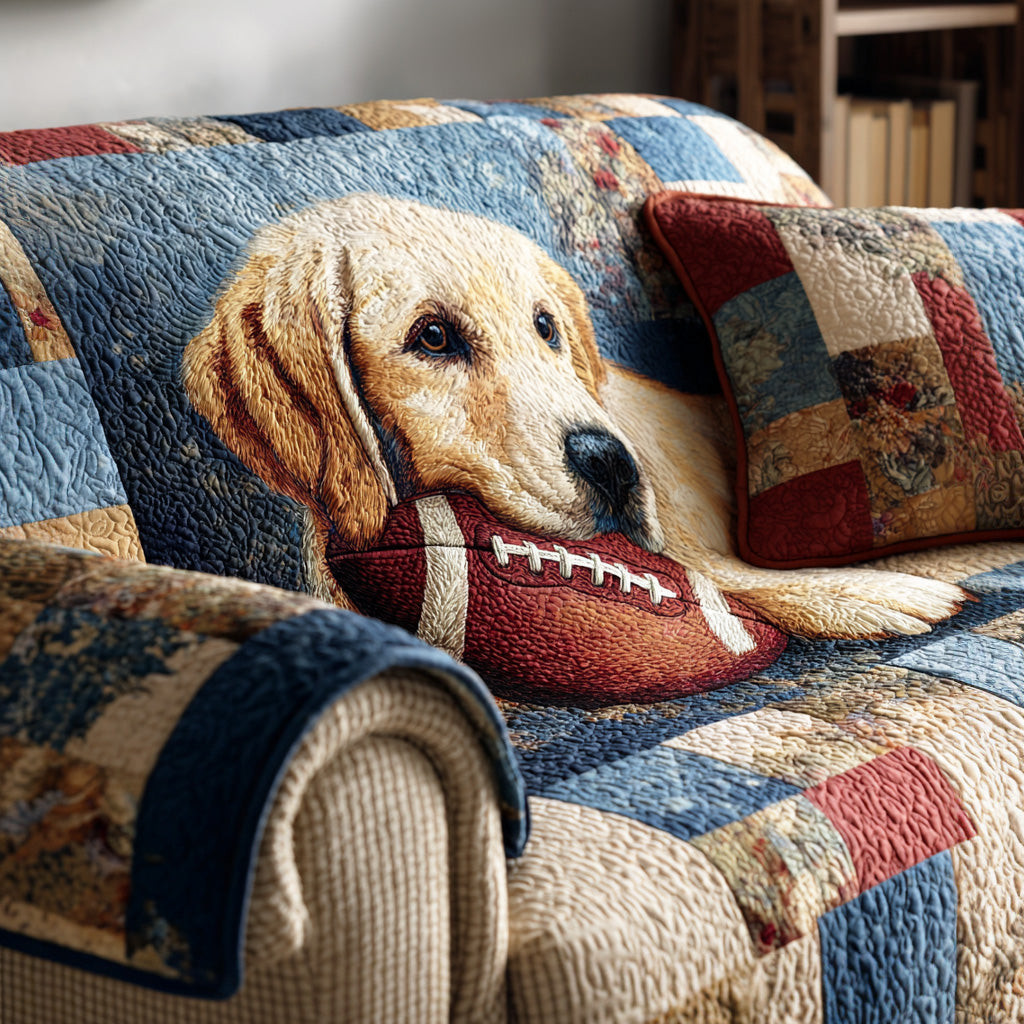 Golden Game Day Quilted Sofa Cover Sofa Blanket Cover Awesome Dog Lover Gifts - Tradiviet