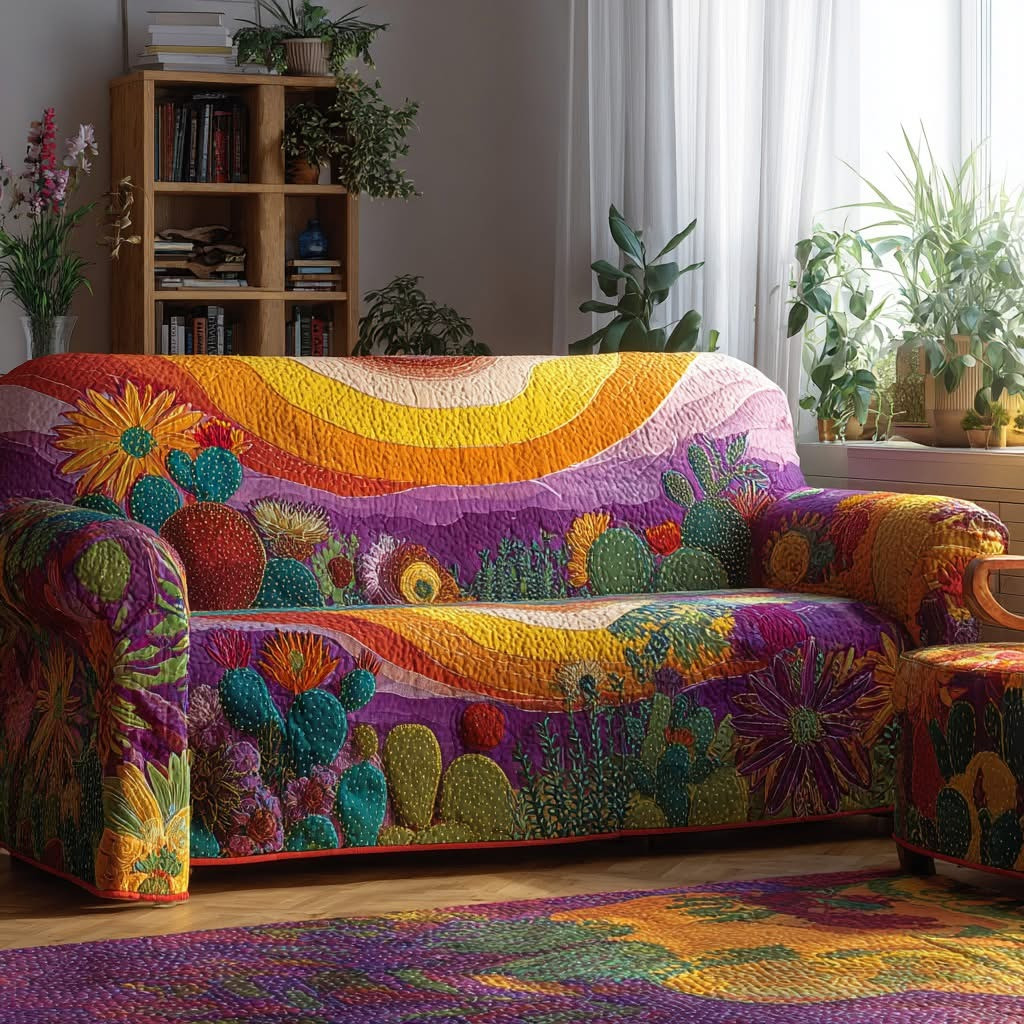 Golden Garden Quilted Sofa Cover Best Couch Covers Living Room Decorations - Tradiviet