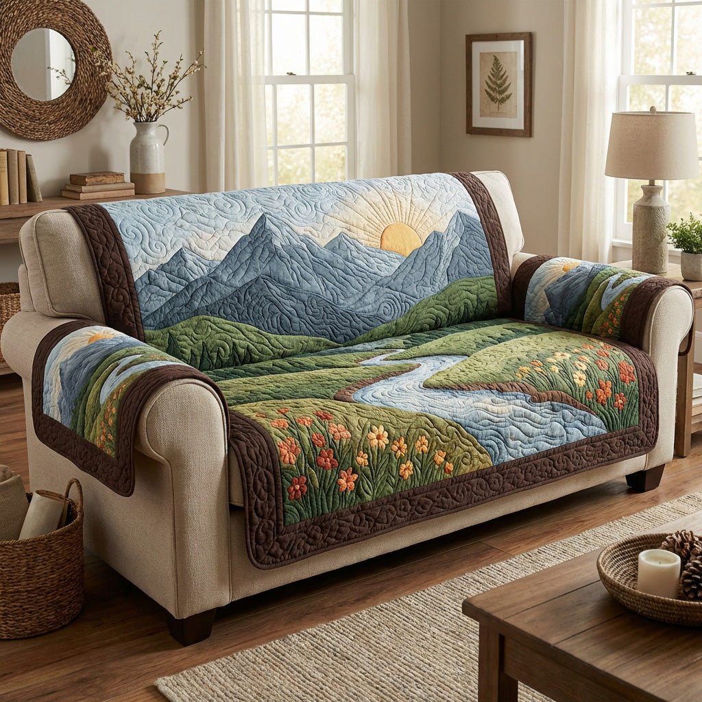 Golden Highlands Quilted Sofa Cover Couch Slipcovers Tree Of Life Gifts For Grangarents - Tradiviet