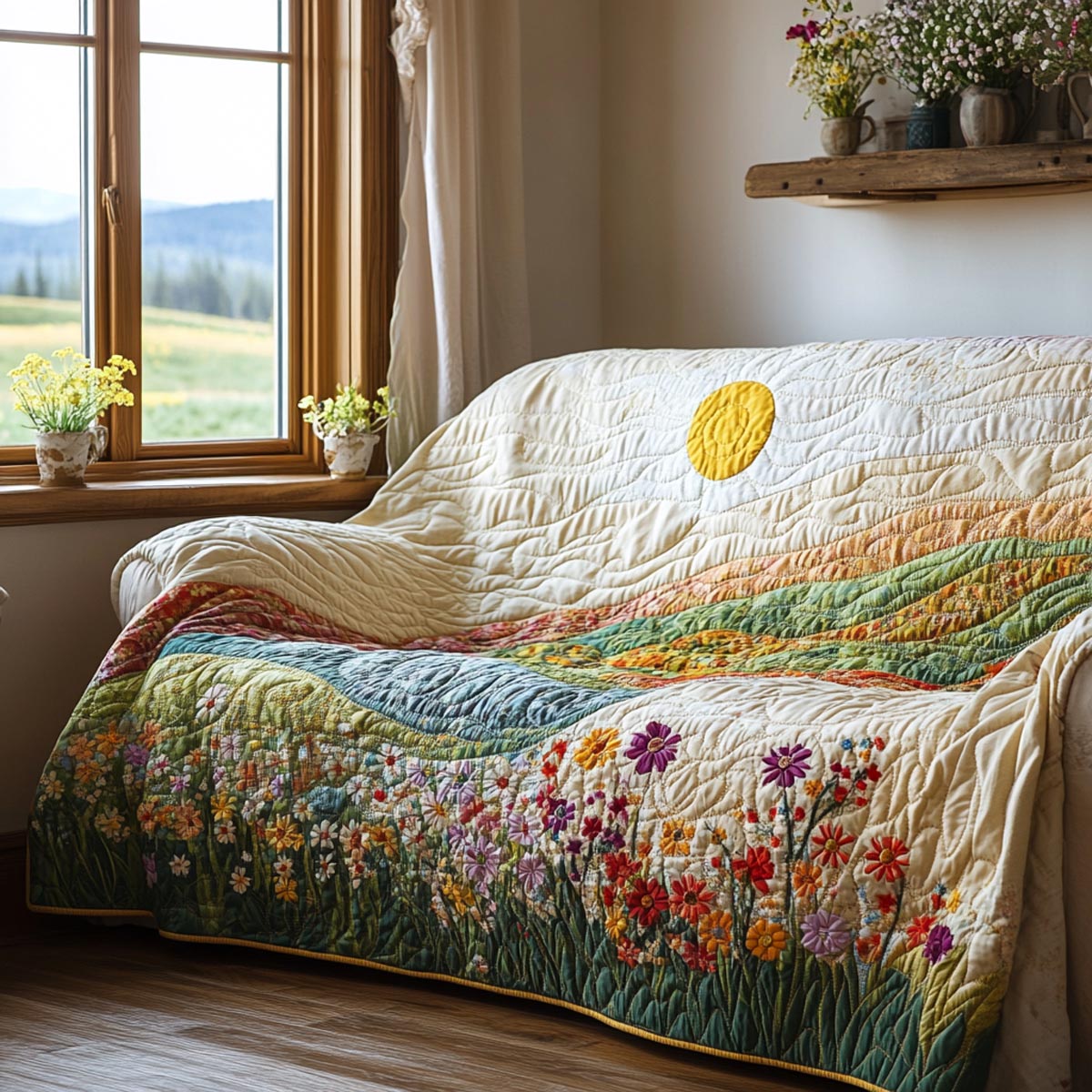 Golden Horizon Quilted Sofa Cover Cool Couch Slipcovers Father'sDay Present Ideas - Tradiviet