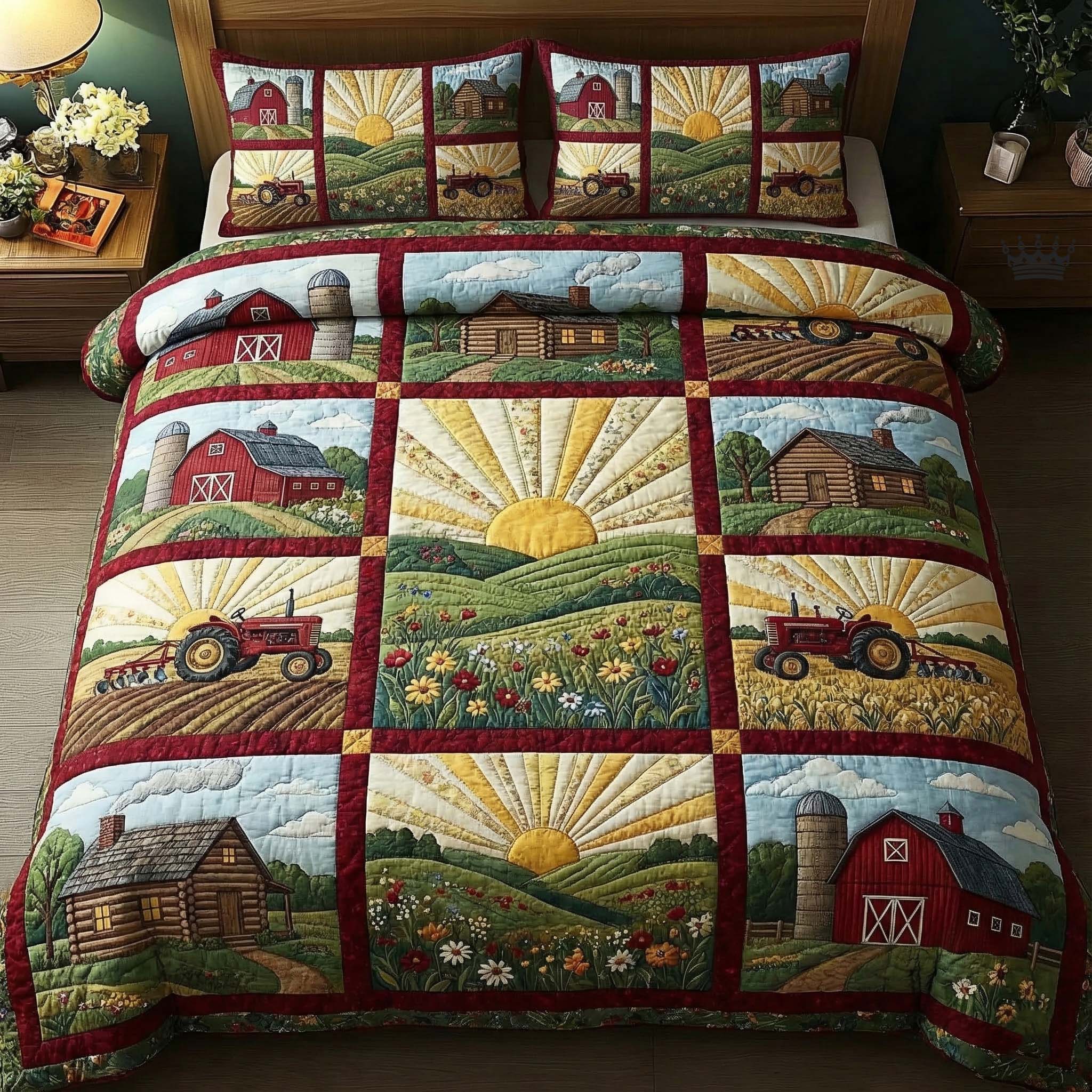 Golden Pasture Quilted Bedding Set Golden Pasture Prairie Gift For Golden Pasture - Tradiviet