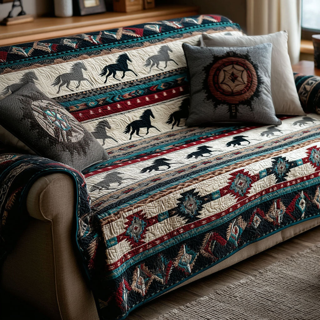 Golden Prairie Quilted Sofa Cover Sofa Blanket Cover Best Christmas Gifts For Horse Lovers - Tradiviet