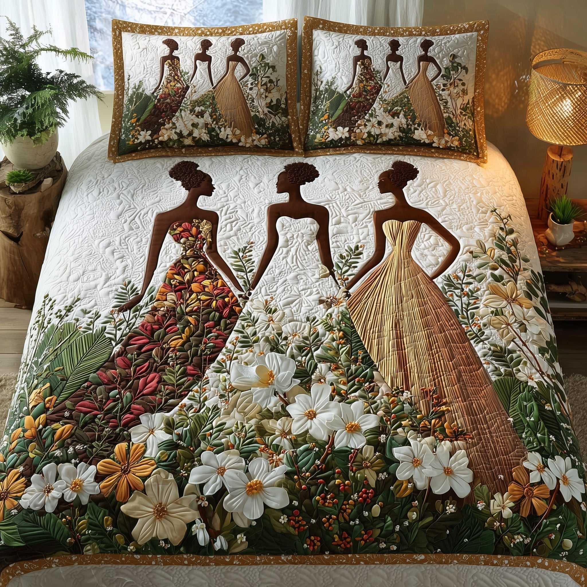 Golden Queens Quilted Bedding Set Golden Queens Houseware Gift For Queens Fans - Tradiviet