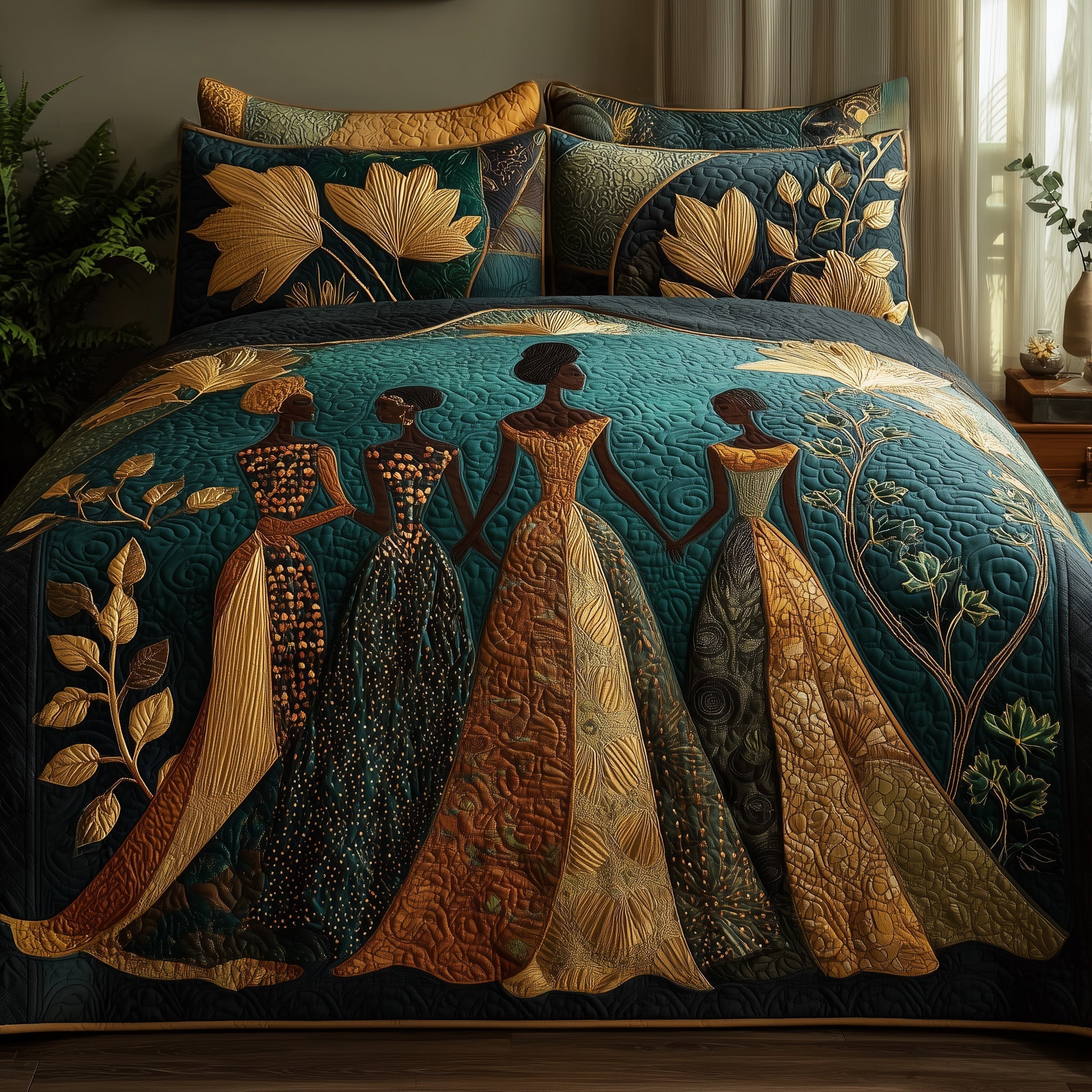 Golden Queens Quilted Bedding Set Golden Queens Starlight Gift For Golden Friends - Tradiviet