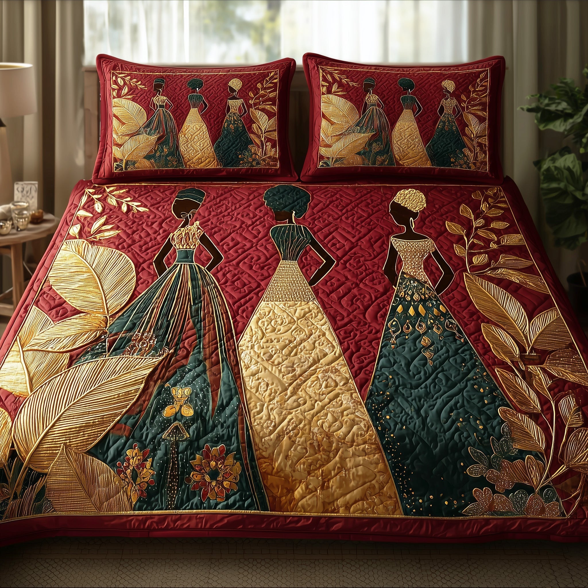Golden Queens Quilted Bedding Set Golden Queens Style Gift For Queens Friends - Tradiviet