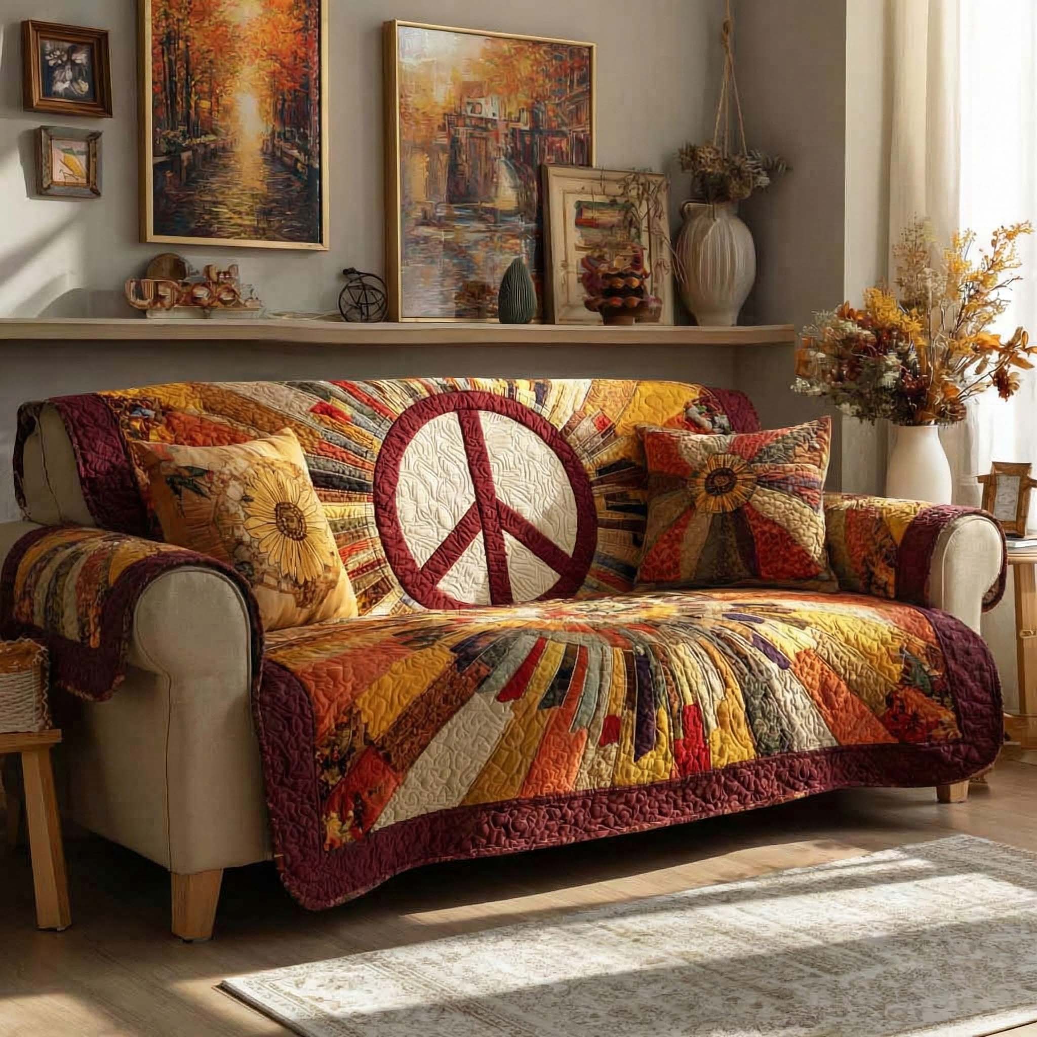 Golden Revival Quilted Sofa Cover Shelf Room Decor Cool Room Decor Gifts - Tradiviet