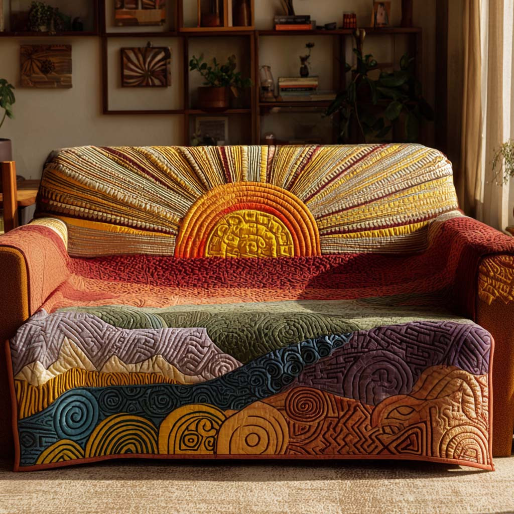 Golden Ridge Sunburst Quilted Sofa Cover Couch Cushion Covers Awesome Mother's Day Gifts - Tradiviet