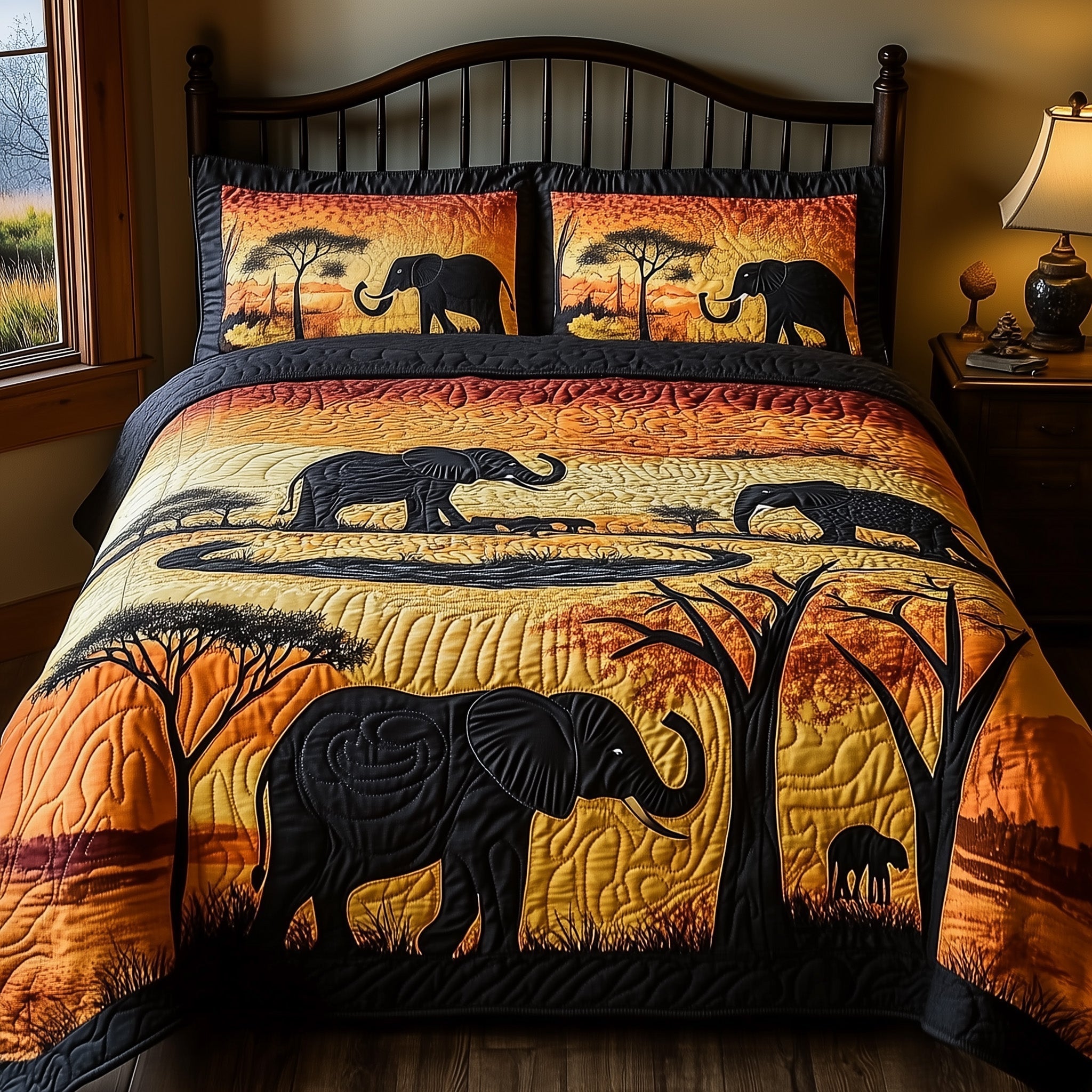 Golden Savanna Dreams Quilted Bedding Set Golden Savanna Textile Gift For Golden Savanna - Tradiviet