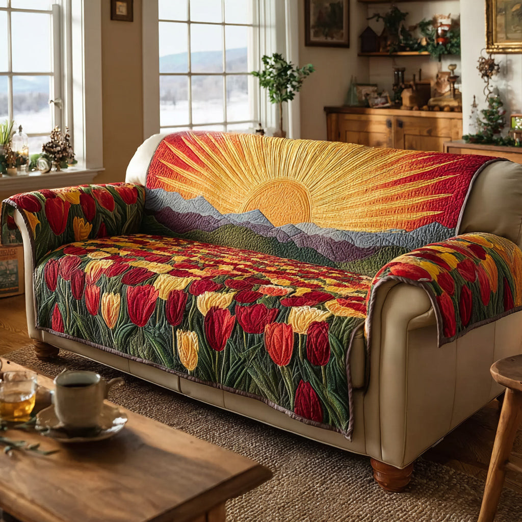 Golden Solstice Quilted Sofa Cover Nice Couch Covers Useful Gifts For Mom - Tradiviet