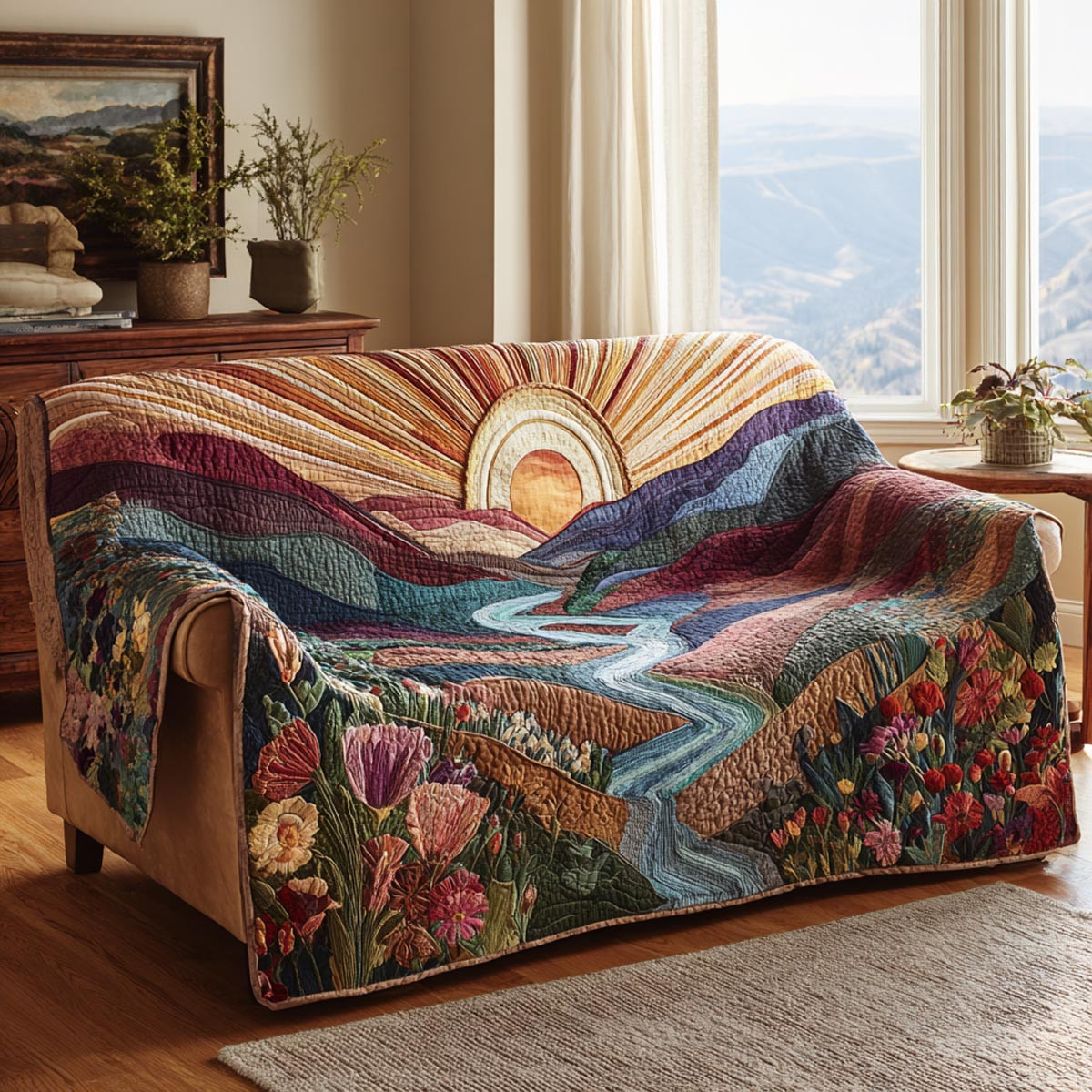 Golden Sunshine Quilted Sofa Cover Couch Seat Covers Mothers Day And Fathers Day Gifts - Tradiviet