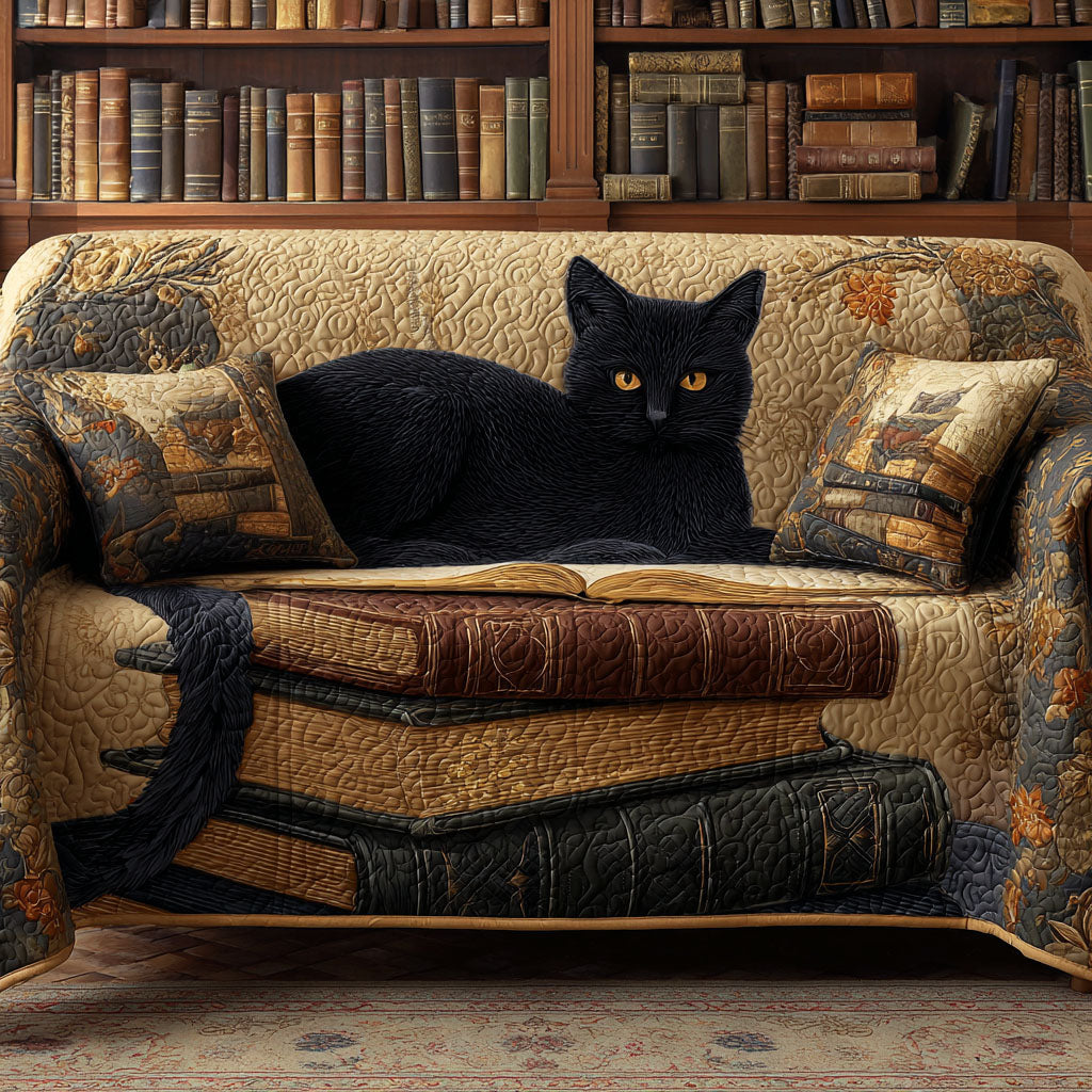 Golden Whiskers Quilted Sofa Cover Room Room Decor Ideas Gift For Home Lover - Tradiviet