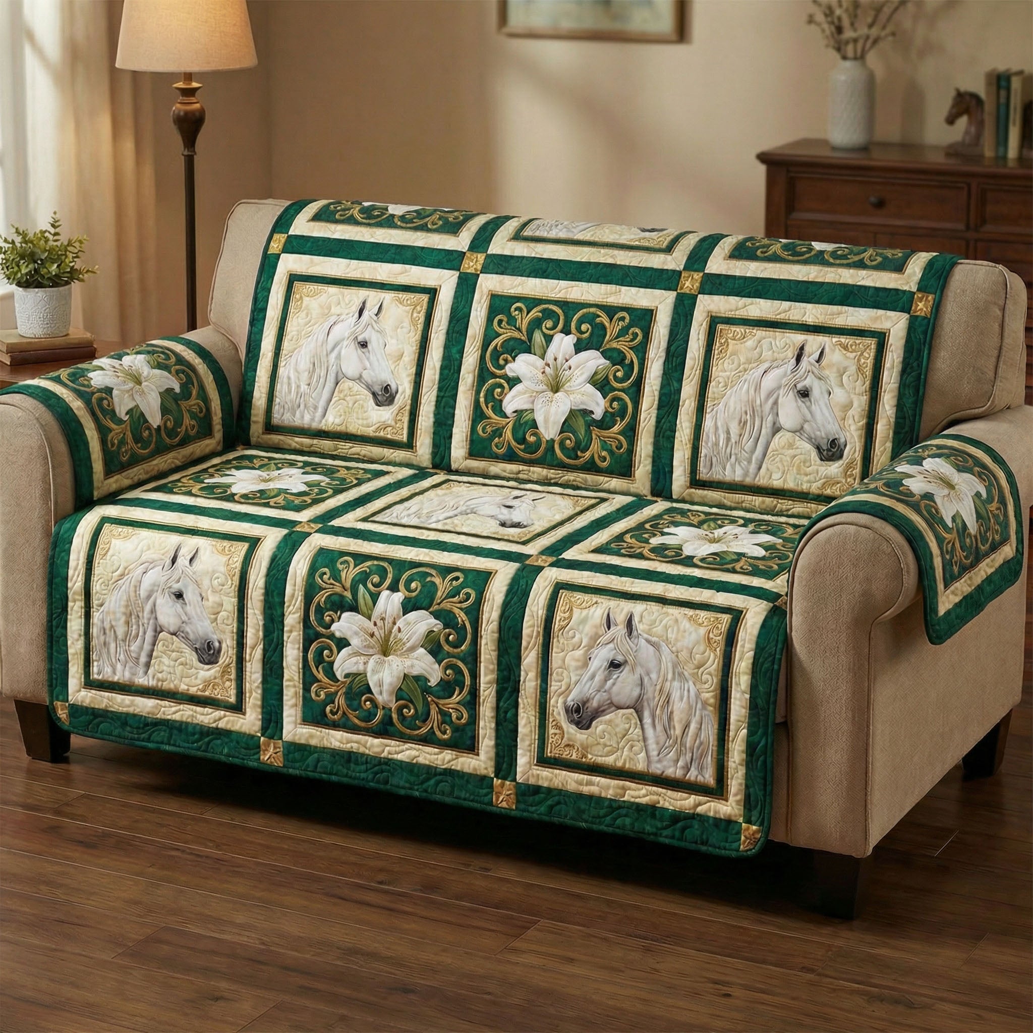 Graceful Hooves Quilted Sofa Cover Unique Room Decor Gift For House Lover - Tradiviet