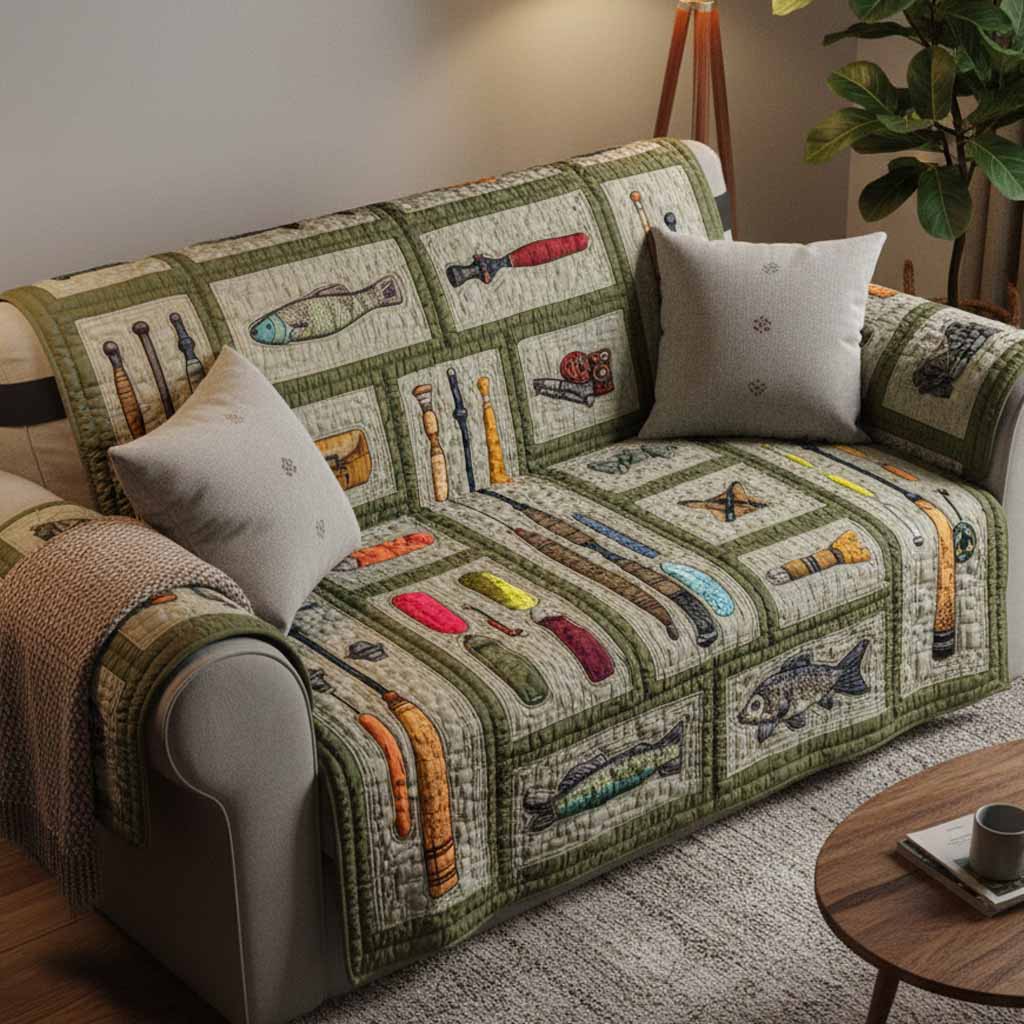 Grandpa Bass Quilted Sofa Cover Chic Home Room Decor Unique Room Decor Gifts - Tradiviet