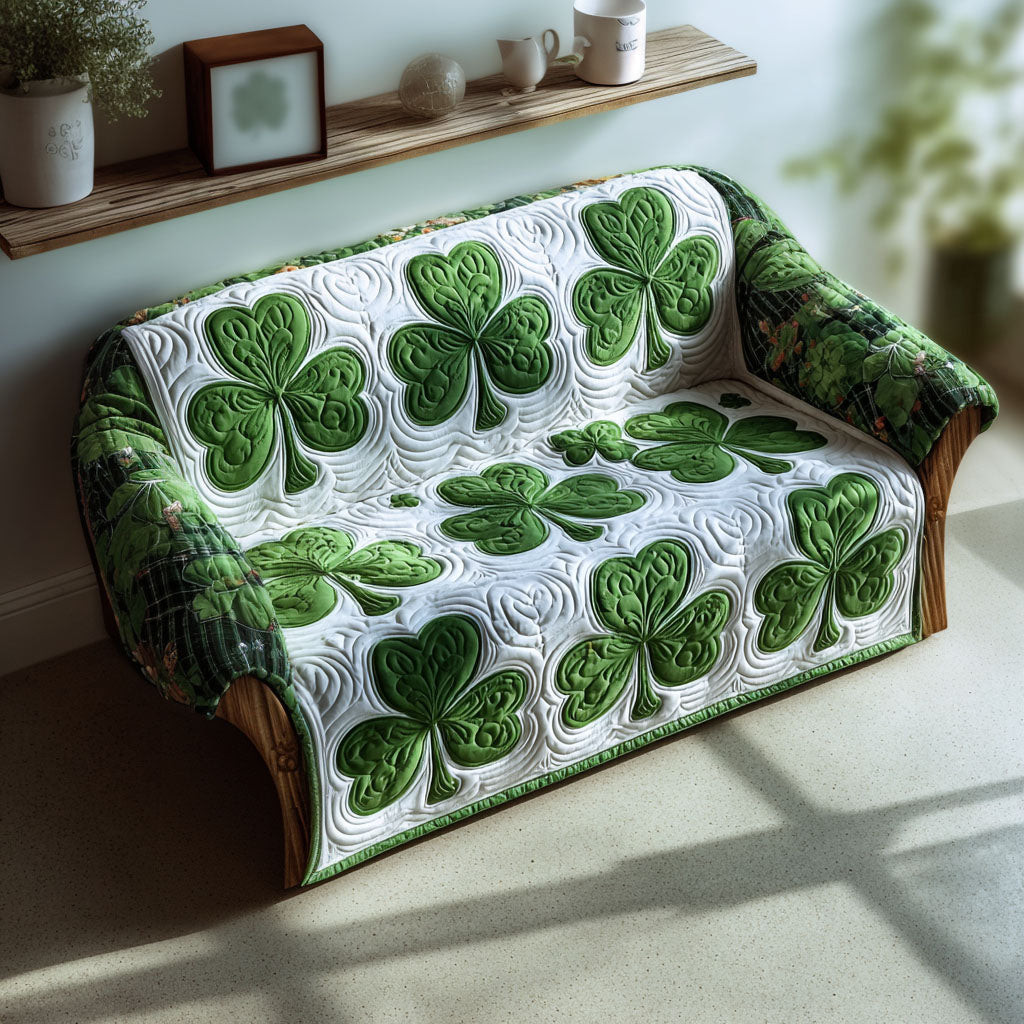 Green Fortune Quilted Sofa Cover Best Sofa Covers Paddys Day Gifts - Tradiviet