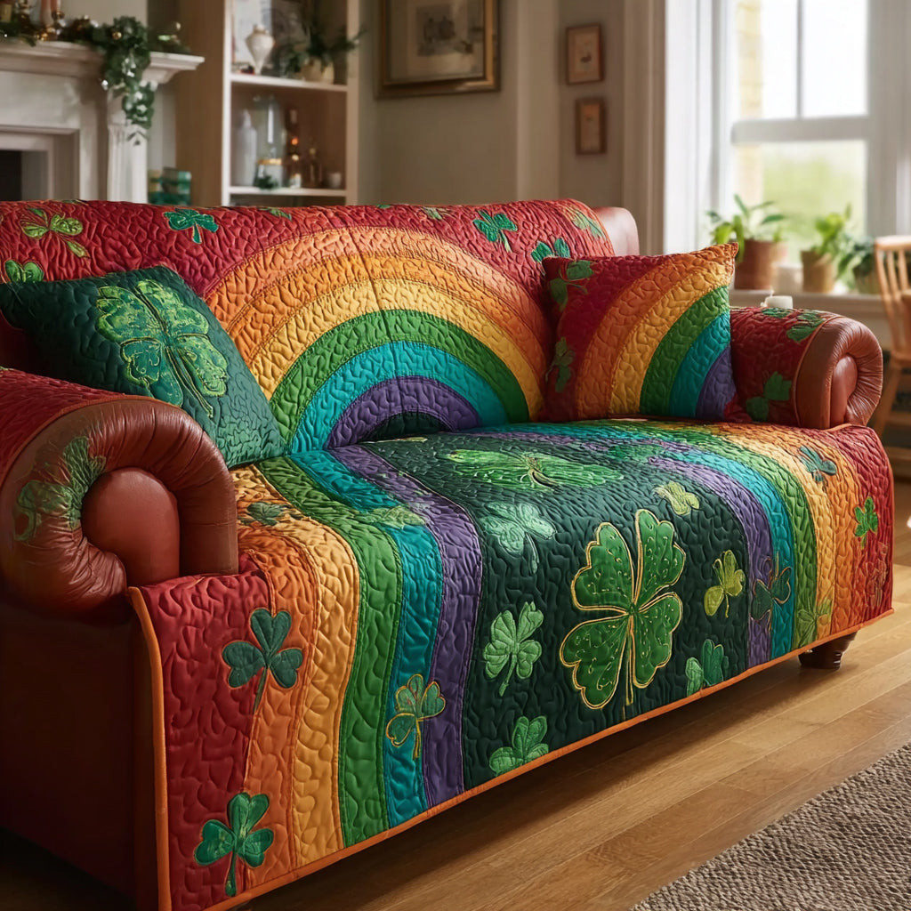 Green Haven Soul Quilted Sofa Cover Sofa Seat Protector St Patricks Day Gift - Tradiviet