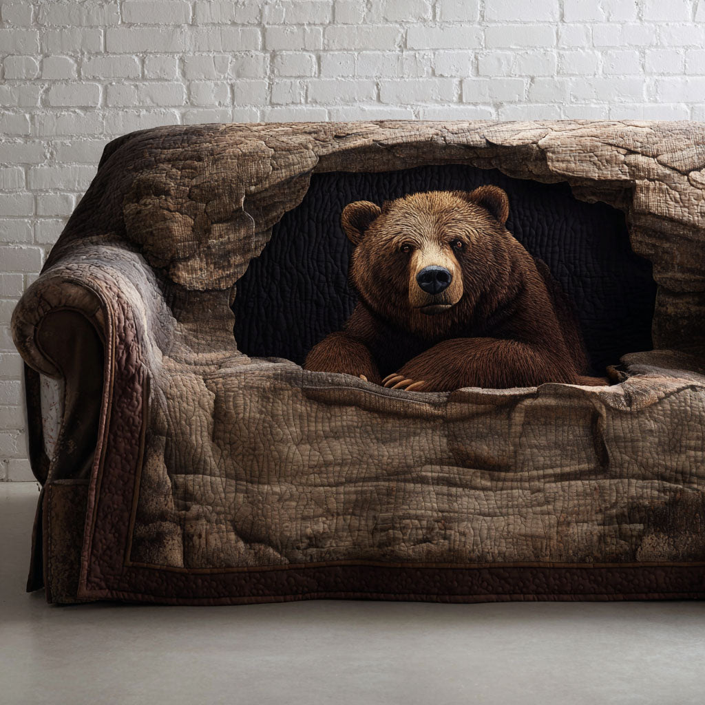 Grizzly Rest Quilted Sofa Cover Living Room Decor Gift For Room Lovers - Tradiviet