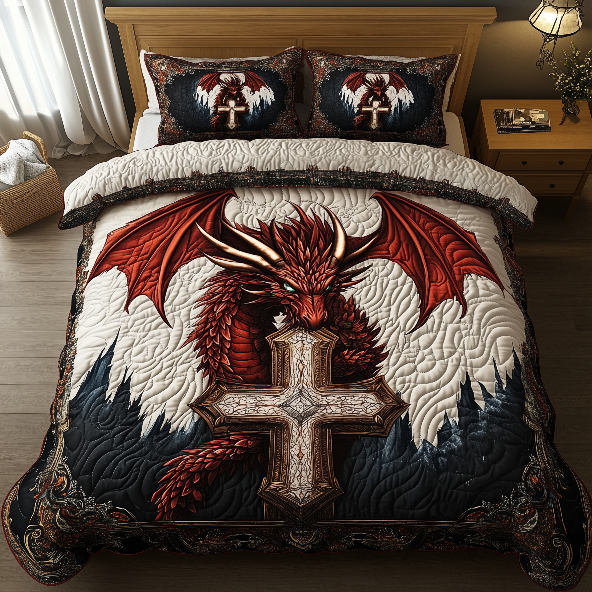 Guardian of the Cross Quilted Bedding Set Guardian Cross Cabin Gift For Guardian Cross - Tradiviet