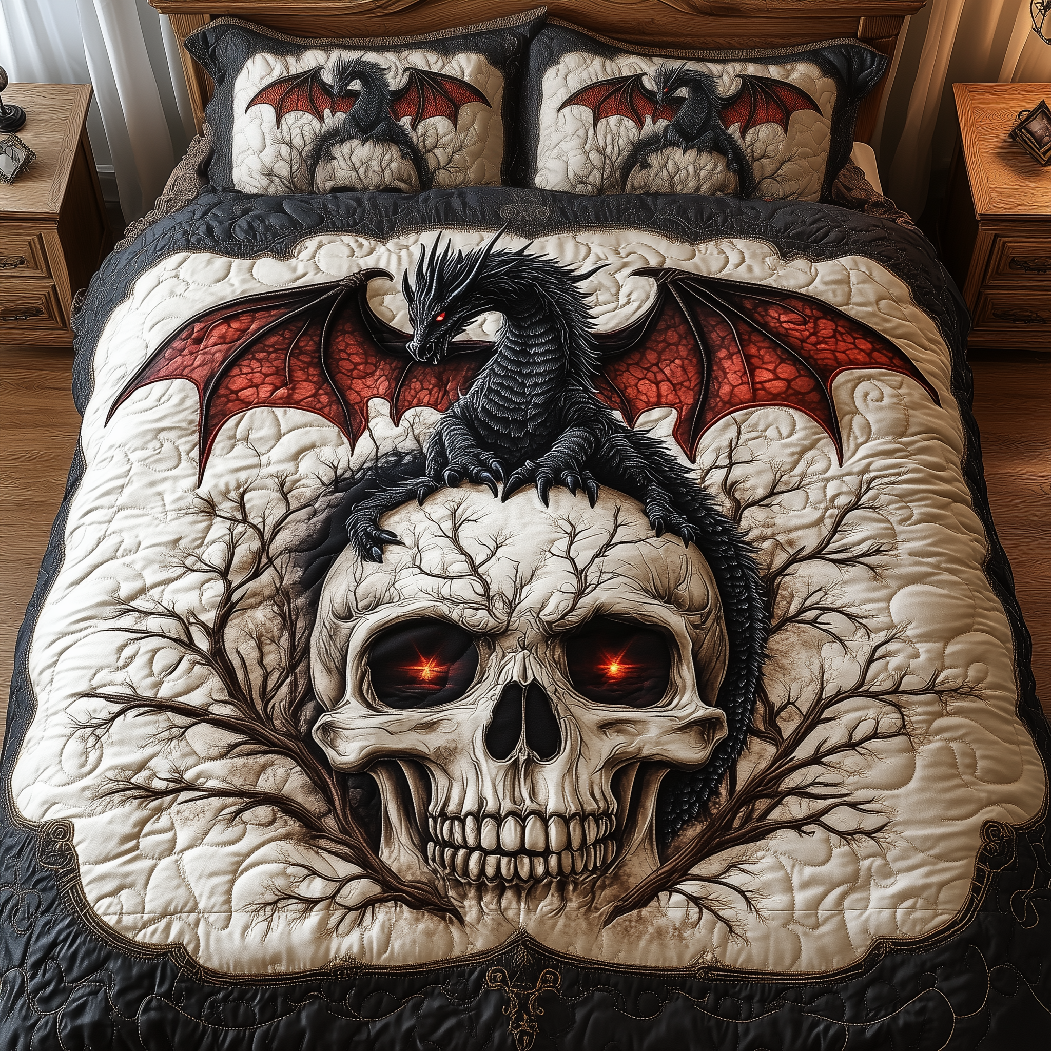 Guardian of the Underworld Quilted Bedding Set Guardian Underworld Showpiece Gift For Home - Tradiviet