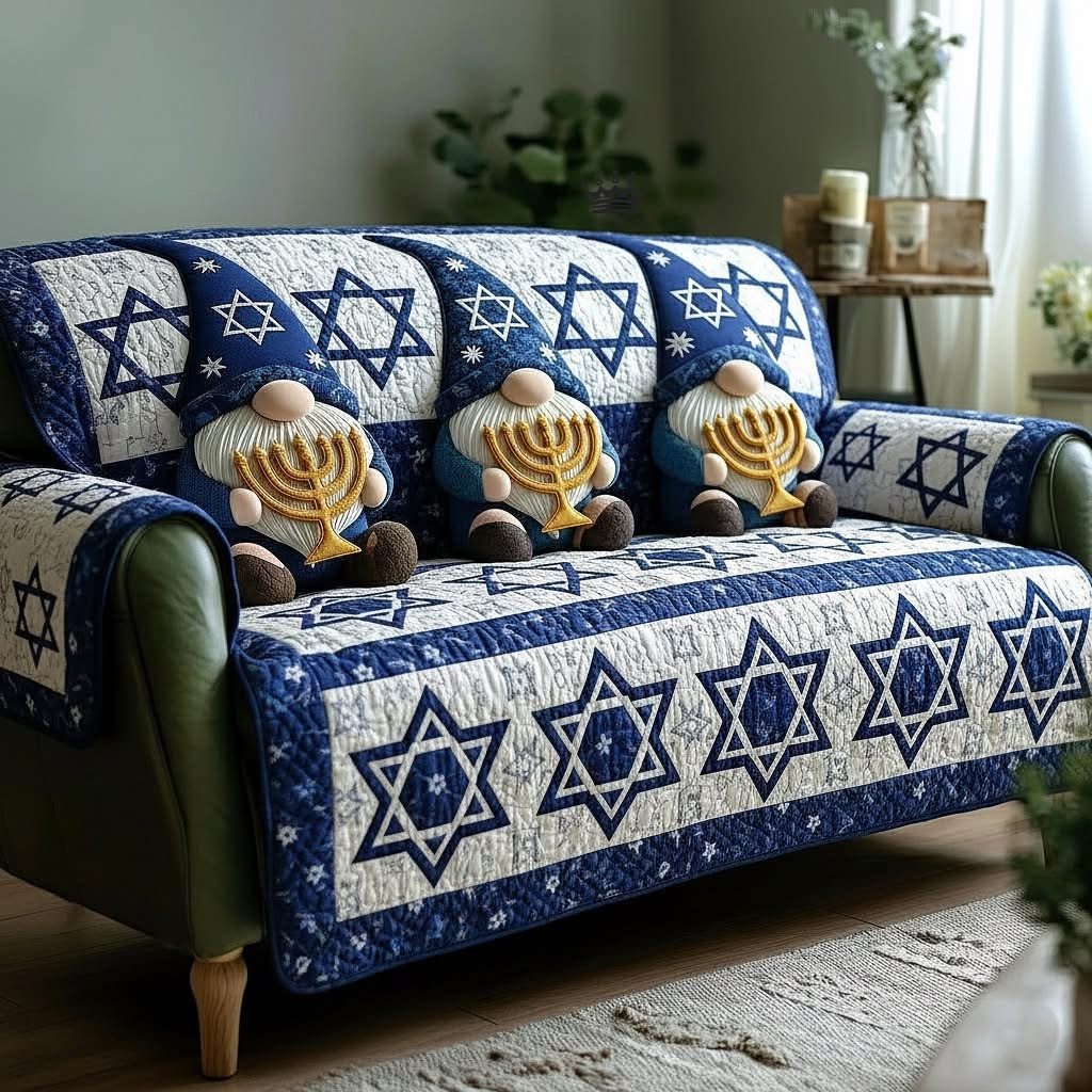 Hanukkah Quilted Sofa Cover Holiday Star Of David Couch Covers Best Gifts For Jewish - Tradiviet