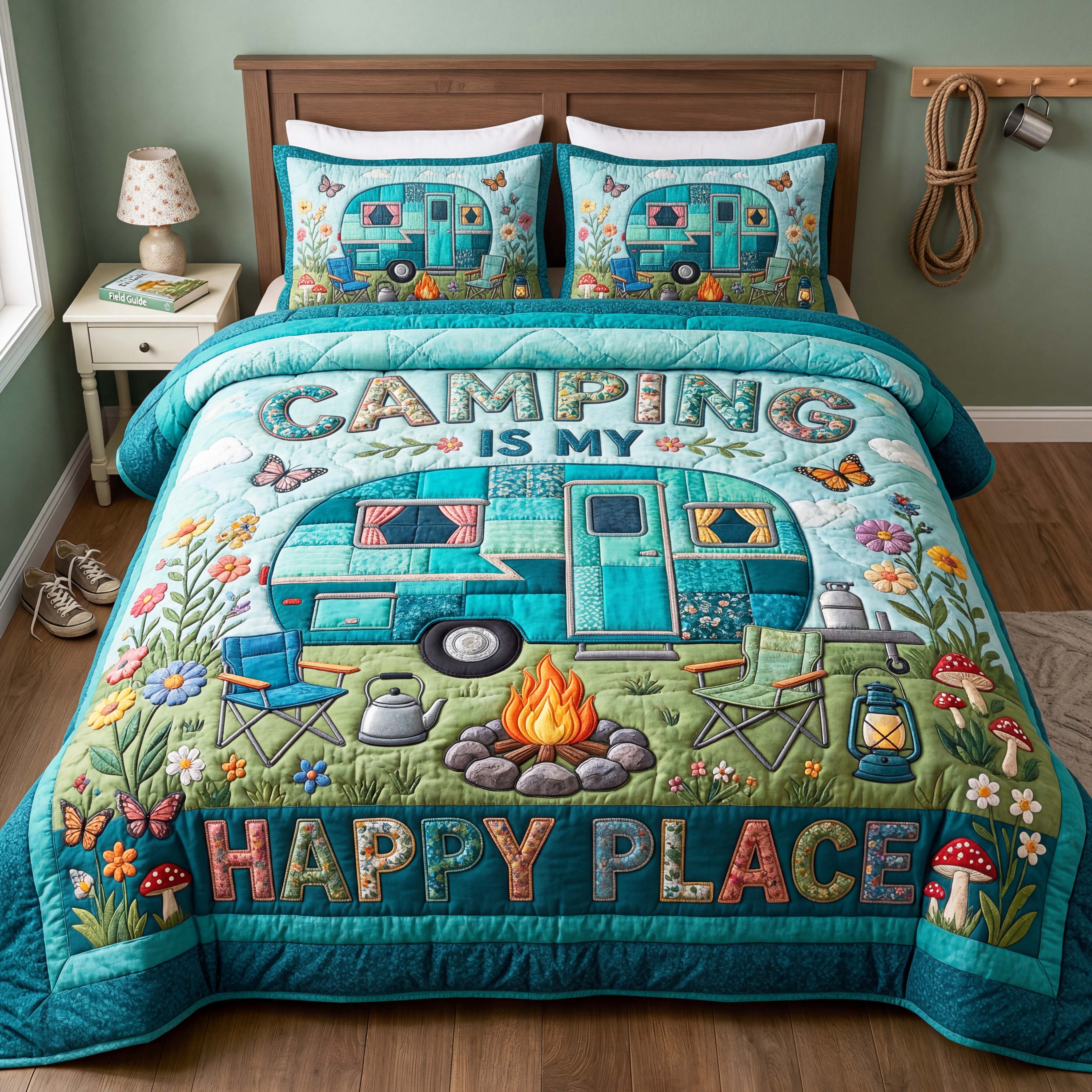 Happy Camper Quilted Bedding Set Happy Camper Island Gift For Happy Camper - Tradiviet