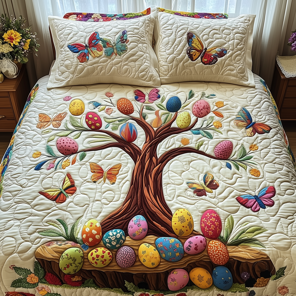 Happy Easter Day Quilted Bedding Set Happy Easter Setting Gift For Easter - Tradiviet