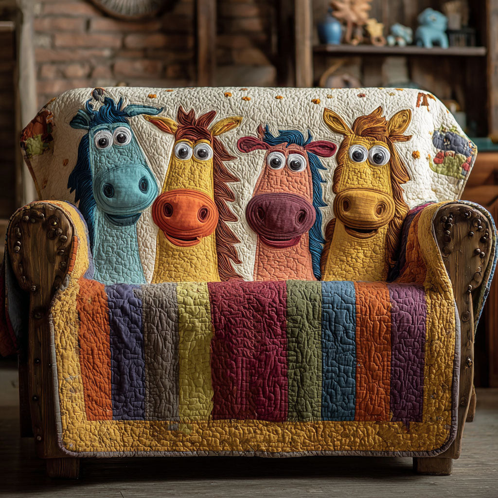 Happy Mane Meadow Quilted Sofa Cover The Best Couch Covers Unique Gifts For Horse Lovers - Tradiviet