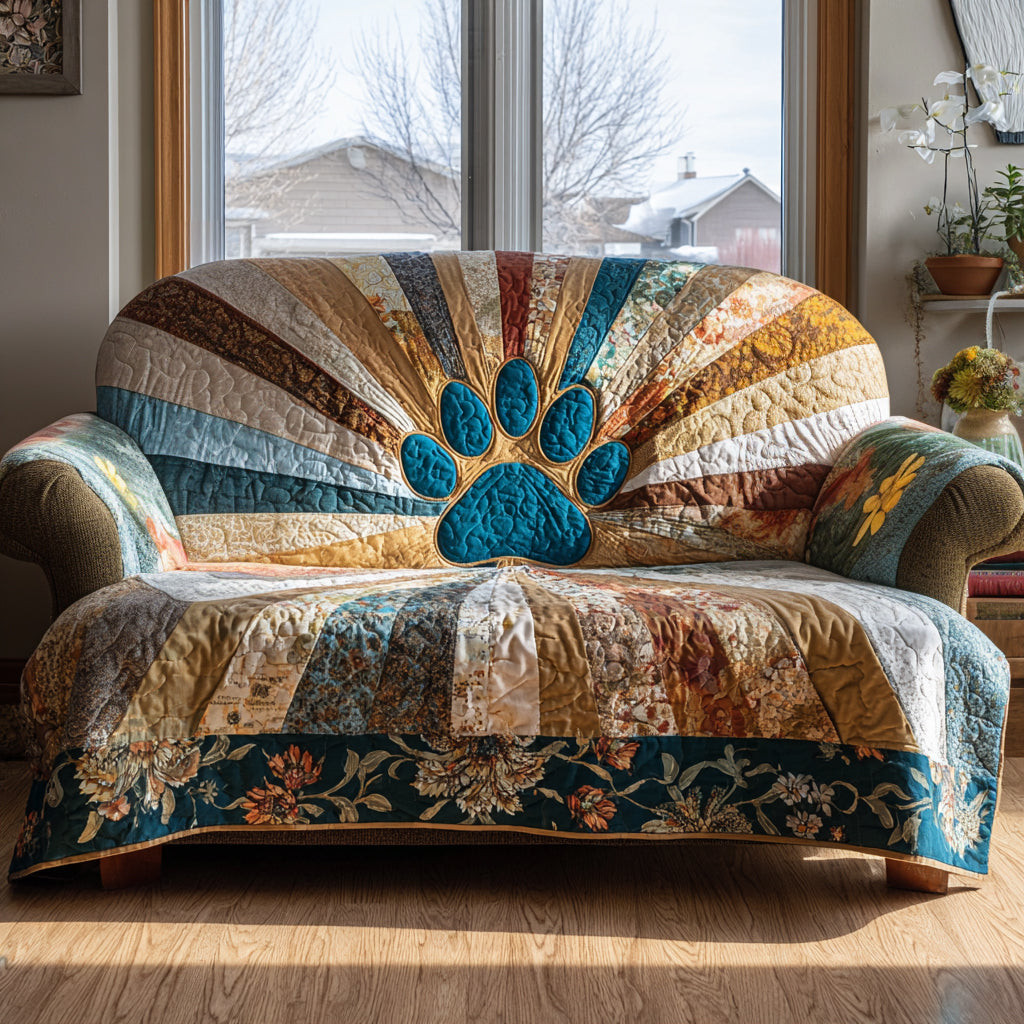 Happy Tracks Quilted Sofa Cover Best Slip Covers For Furniture Gift Idea For Dog Pet Lovers - Tradiviet