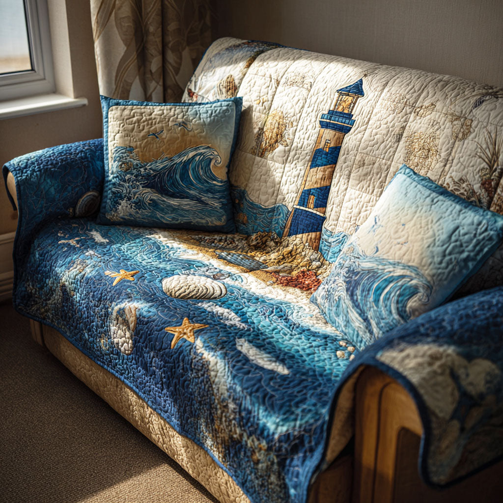 Harbor Light Quilted Sofa Cover Aesthetic Home Room Decor Great Housewarming Gift Ideas - Tradiviet