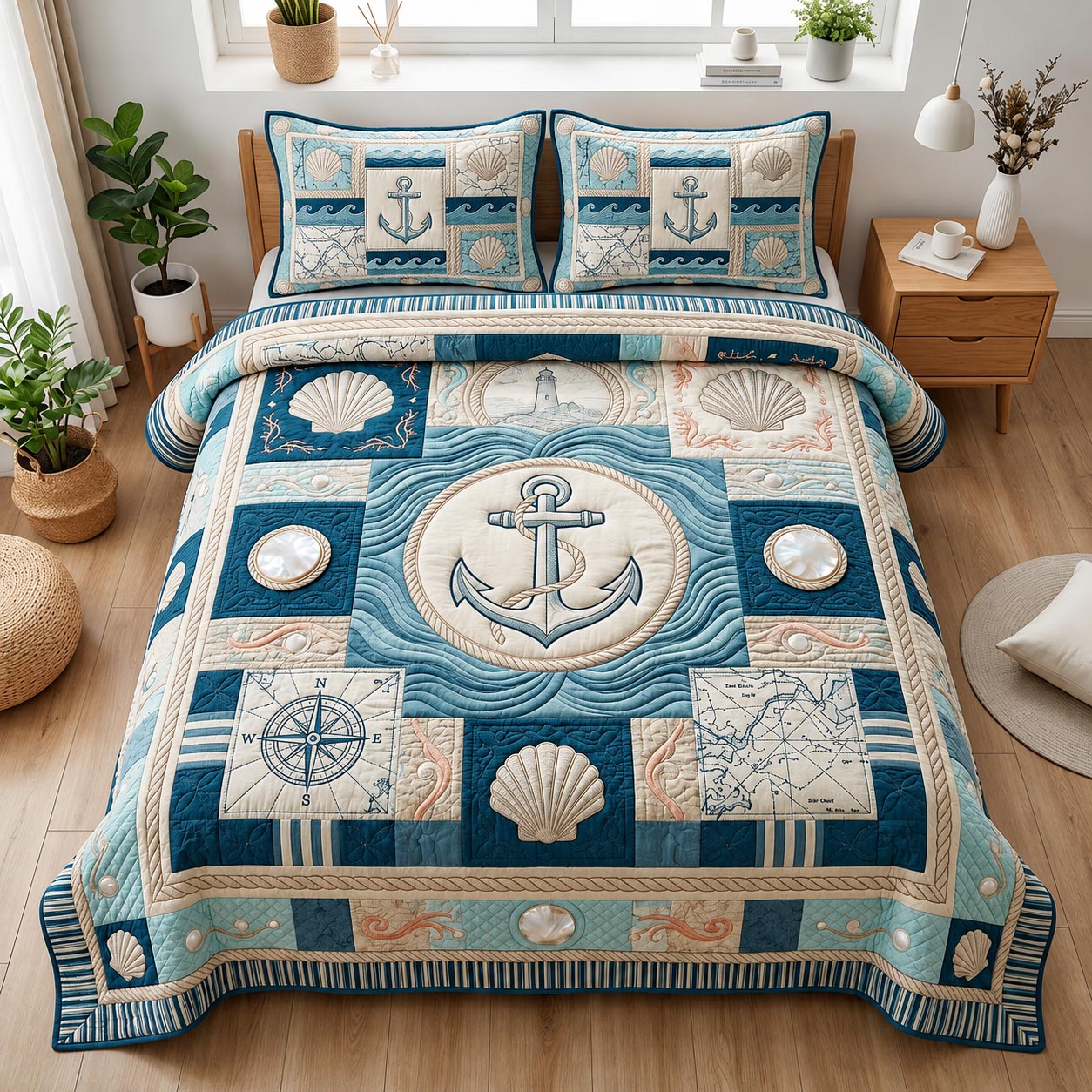 Harbor Nights Quilted Bedding Set Harbor Nights Warmth Gift For Harbor Nights - Tradiviet