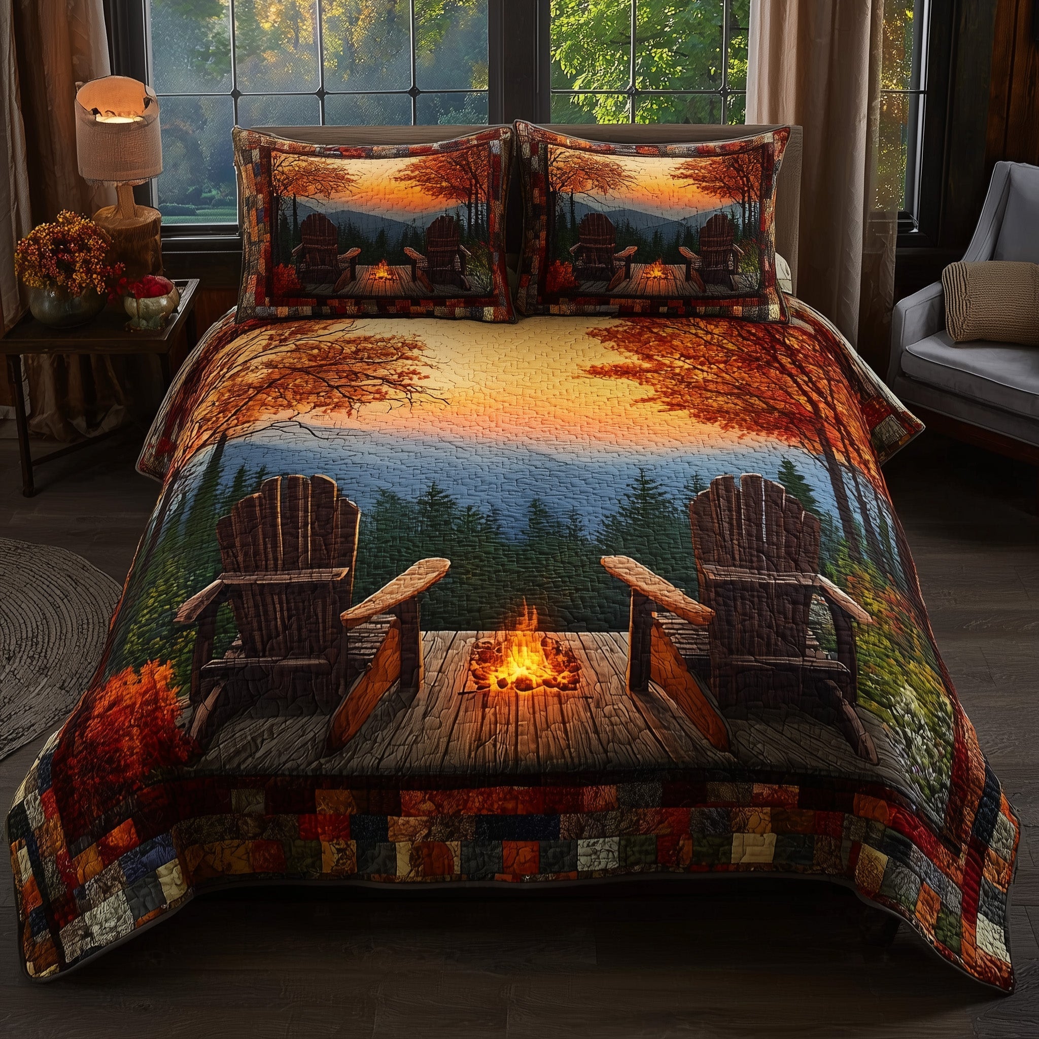 Harmony Autumn Quilted Bedding Set Harmony Autumn Inspiration Gift For Autumn Fans - Tradiviet