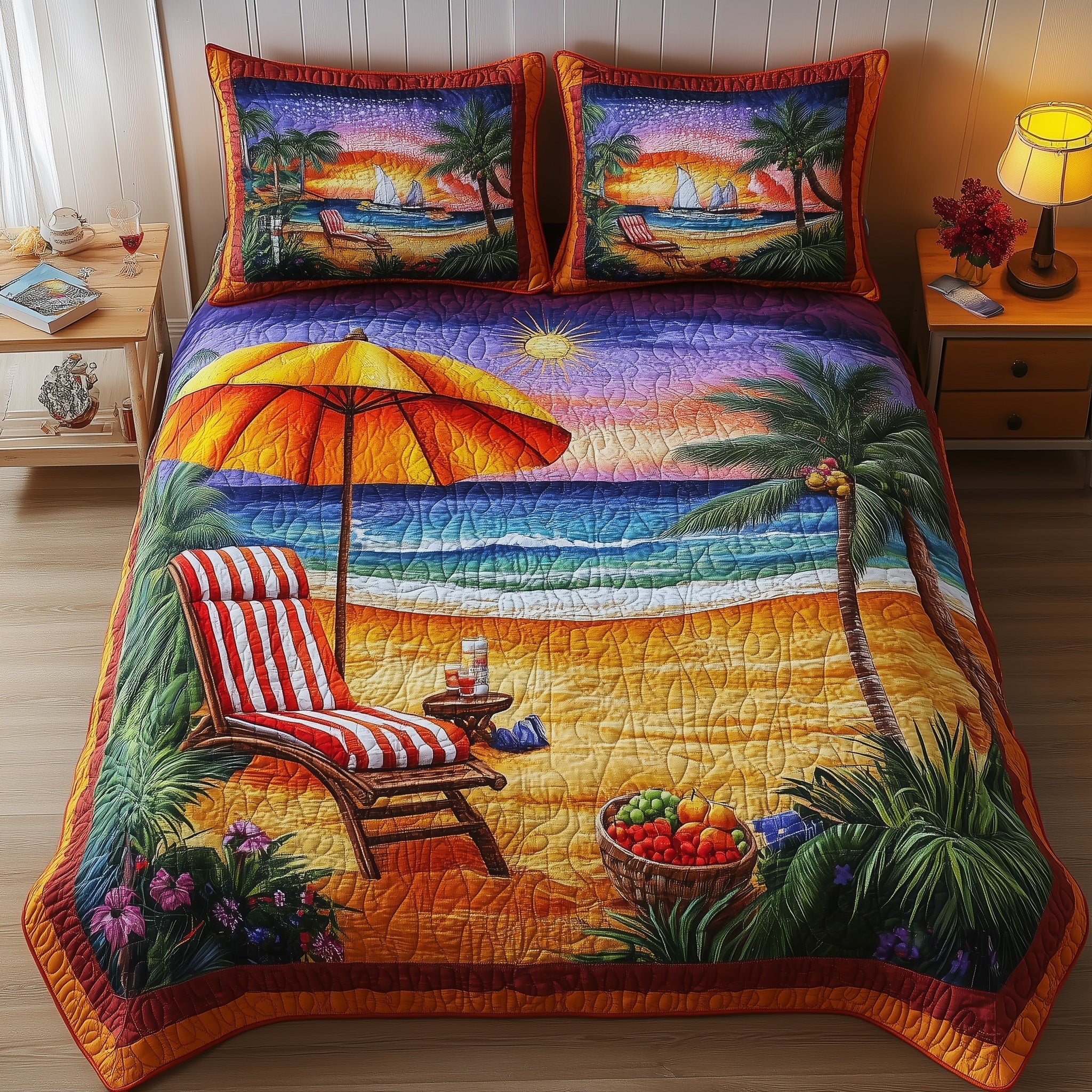 Harmony Beach Vibe Quilted Bedding Set Harmony Beach Aesthetic Gift For Beach Mom - Tradiviet