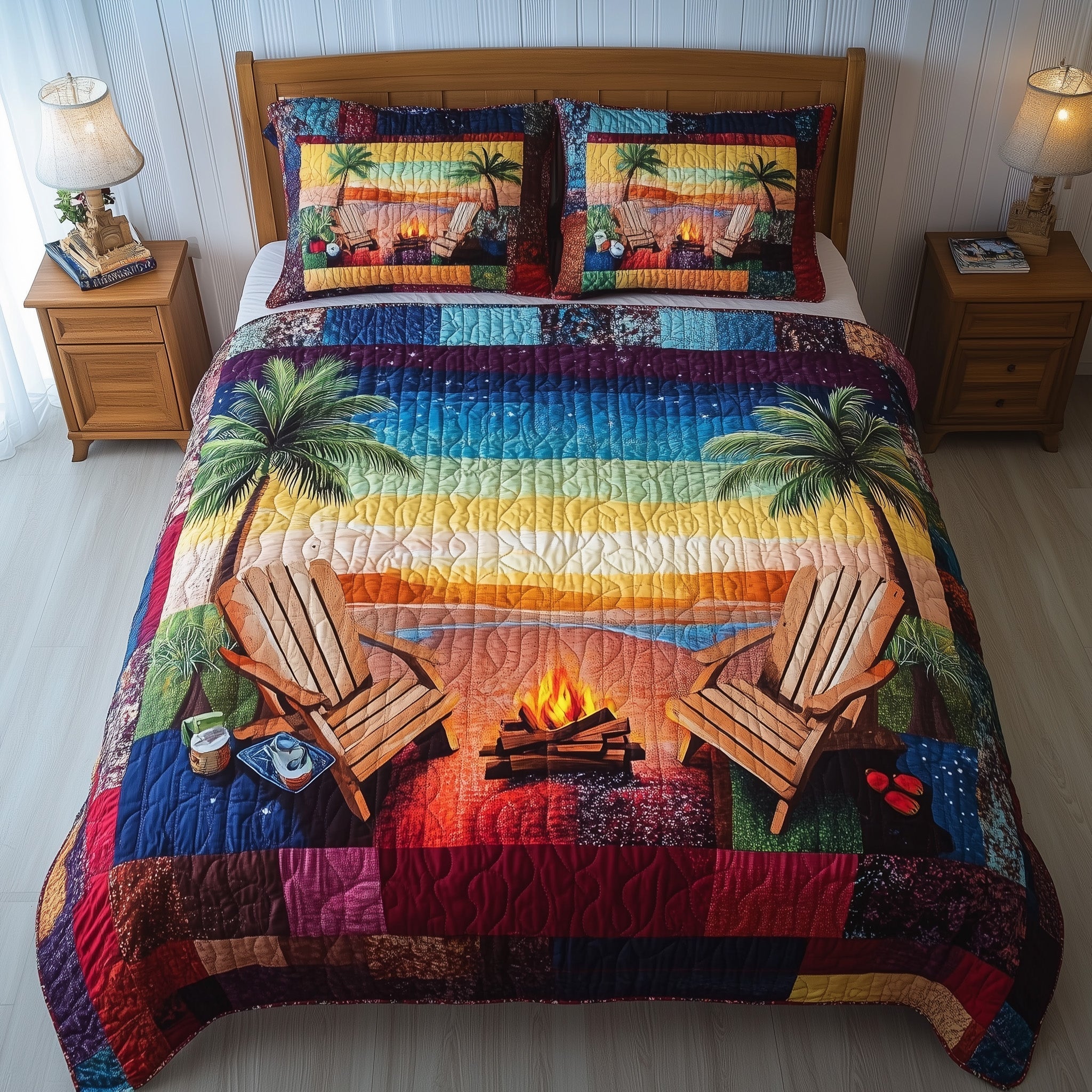 Harmony Beach Vibe Quilted Bedding Set Harmony Beach Beauty Gift For Harmony Dad - Tradiviet