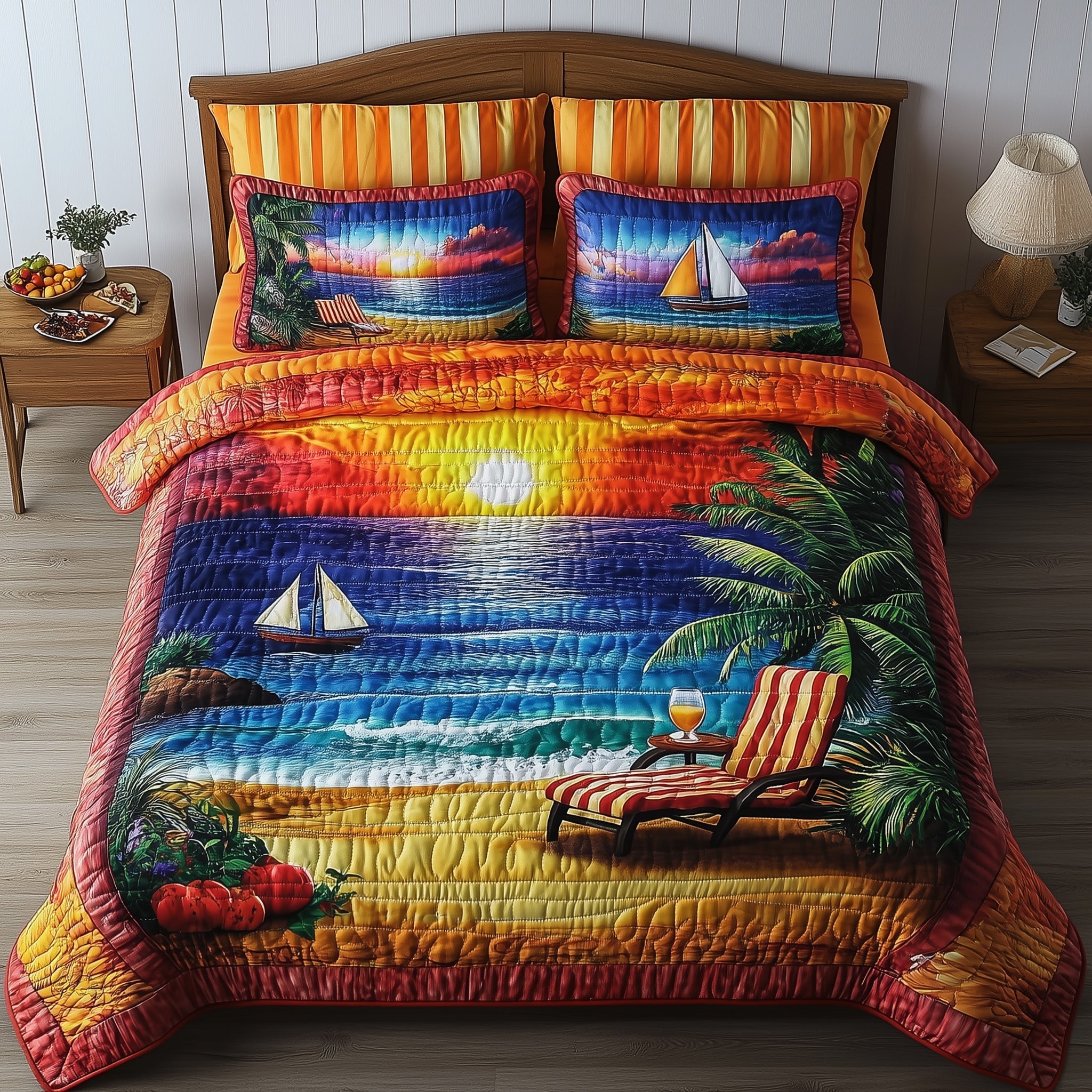 Harmony Beach Vibe Quilted Bedding Set Harmony Beach Charm Gift For Beach Friends - Tradiviet