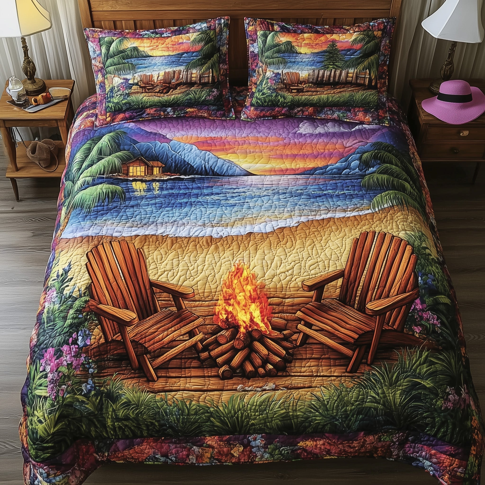 Harmony Beach Vibe Quilted Bedding Set Harmony Beach Look Gift For Harmony Beach - Tradiviet