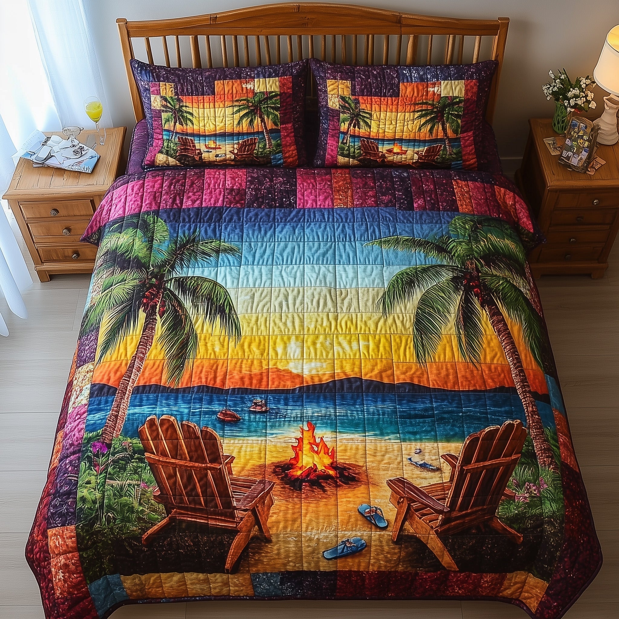 Harmony Beach Vibe Quilted Bedding Set Harmony Beach Moodboard Gift For Beach Fans - Tradiviet