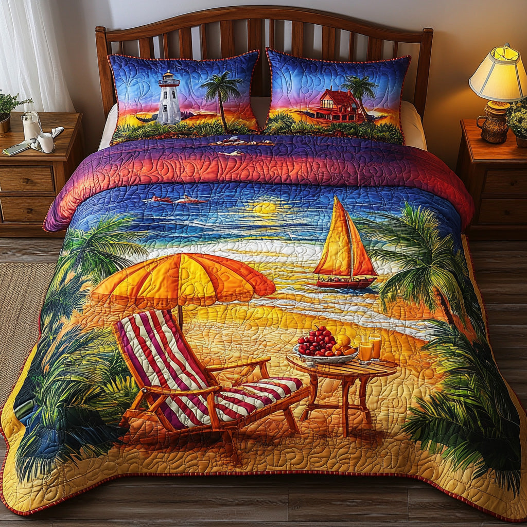 Harmony Beach Vibe Quilted Bedding Set Harmony Beach Spirit Gift For Beach Family - Tradiviet