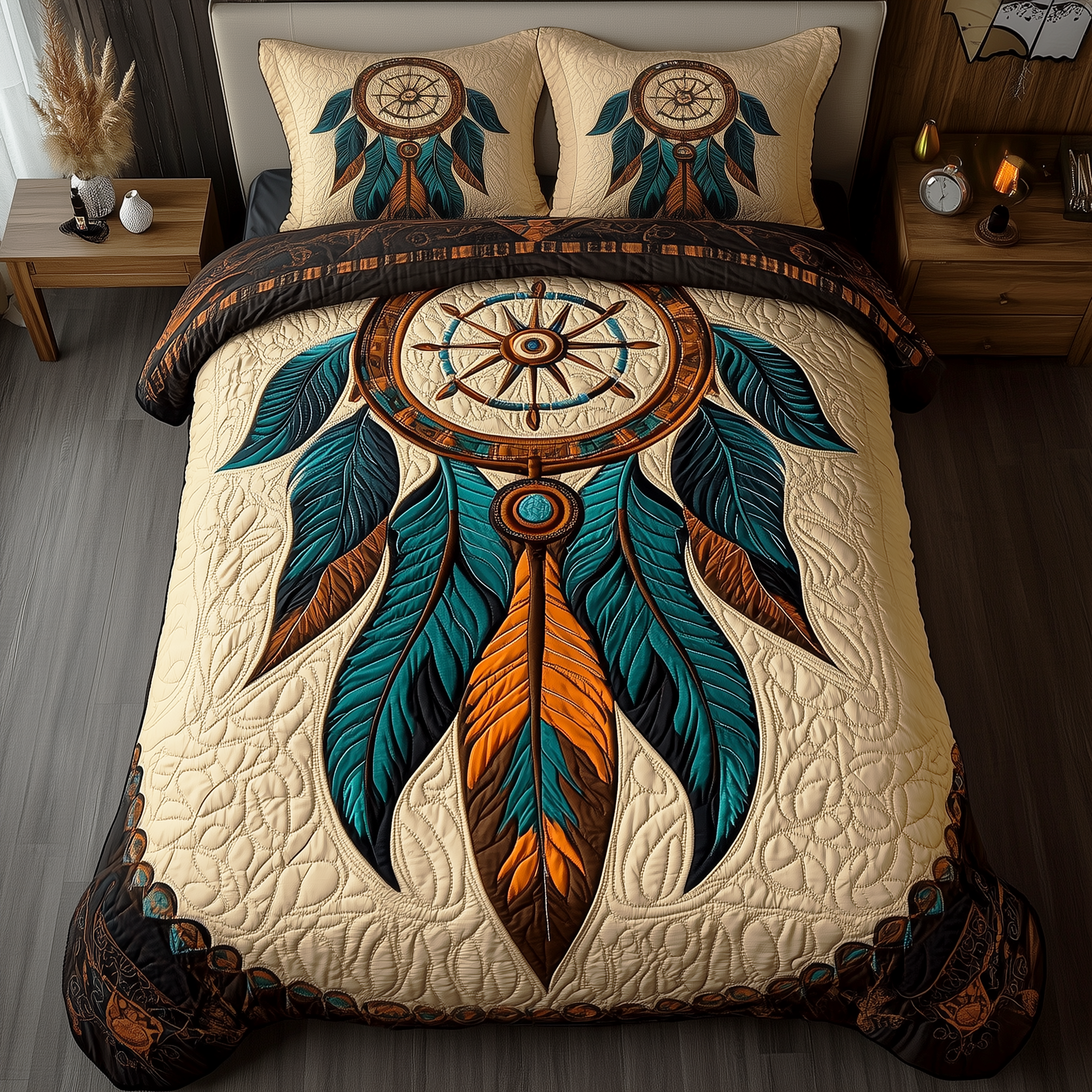 Harmony Dreamcatcher Quilted Bedding Set Harmony Dreamcatcher Comfort Gift Ideas - Tradiviet