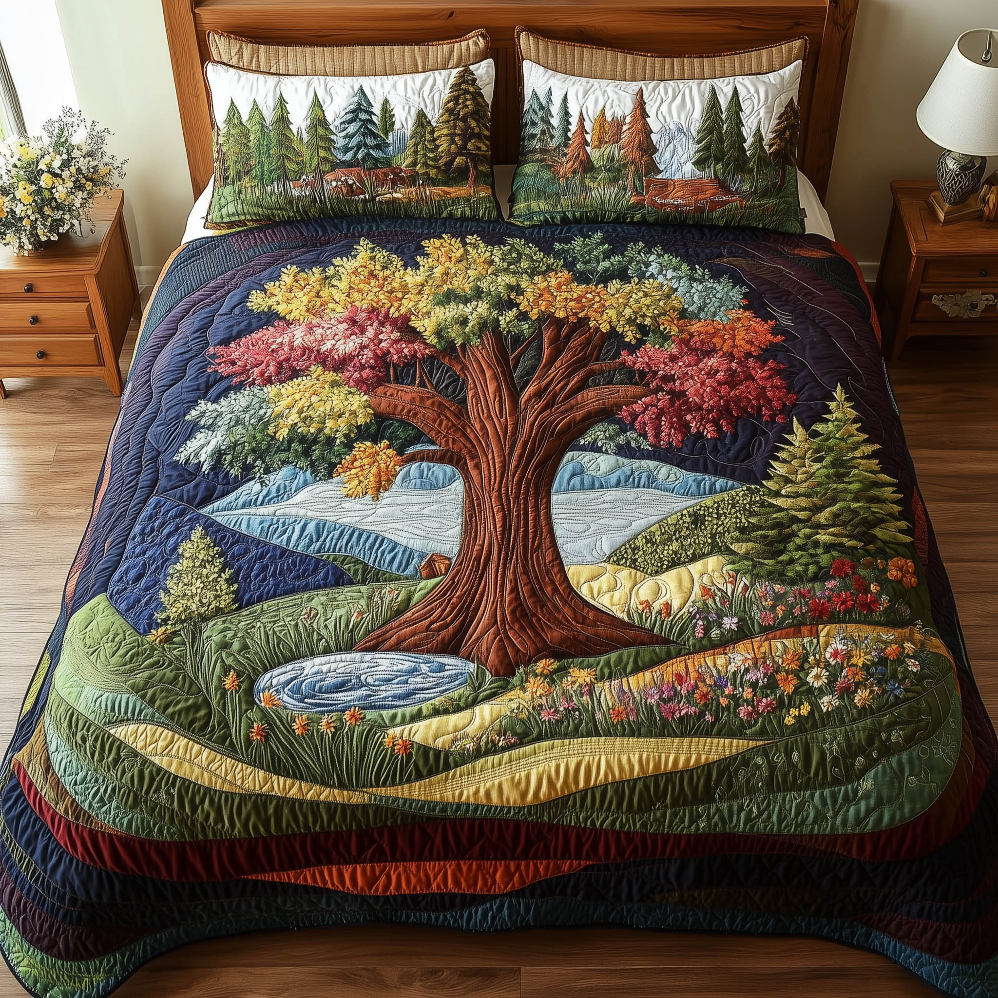 Harmony Flow Quilted Bedding Set Harmony Flow Aura Gift For Flow Lovers - Tradiviet