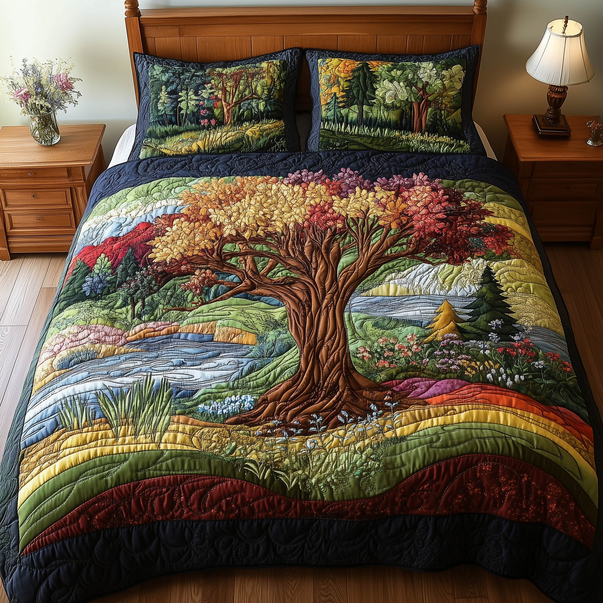 Harmony Forest Quilted Bedding Set Harmony Forest Finish Gift For Harmony Wife - Tradiviet