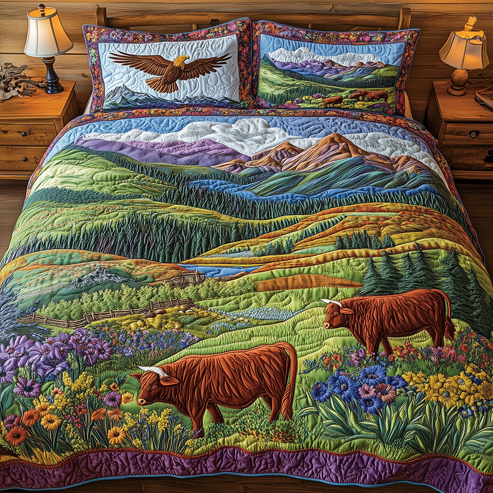 Harmony Highland Quilted Bedding Set Harmony Highland Corner Gift For Highland Fans - Tradiviet